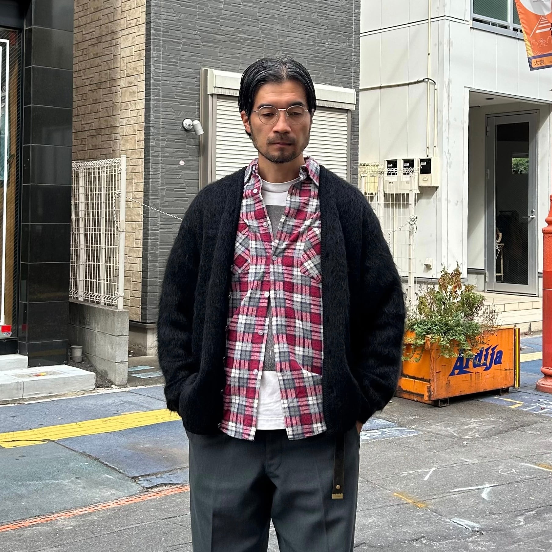 A.R.P.®︎ Shaggy Man™︎ Mohair Cardigan W/Pocket Pure Black モヘア