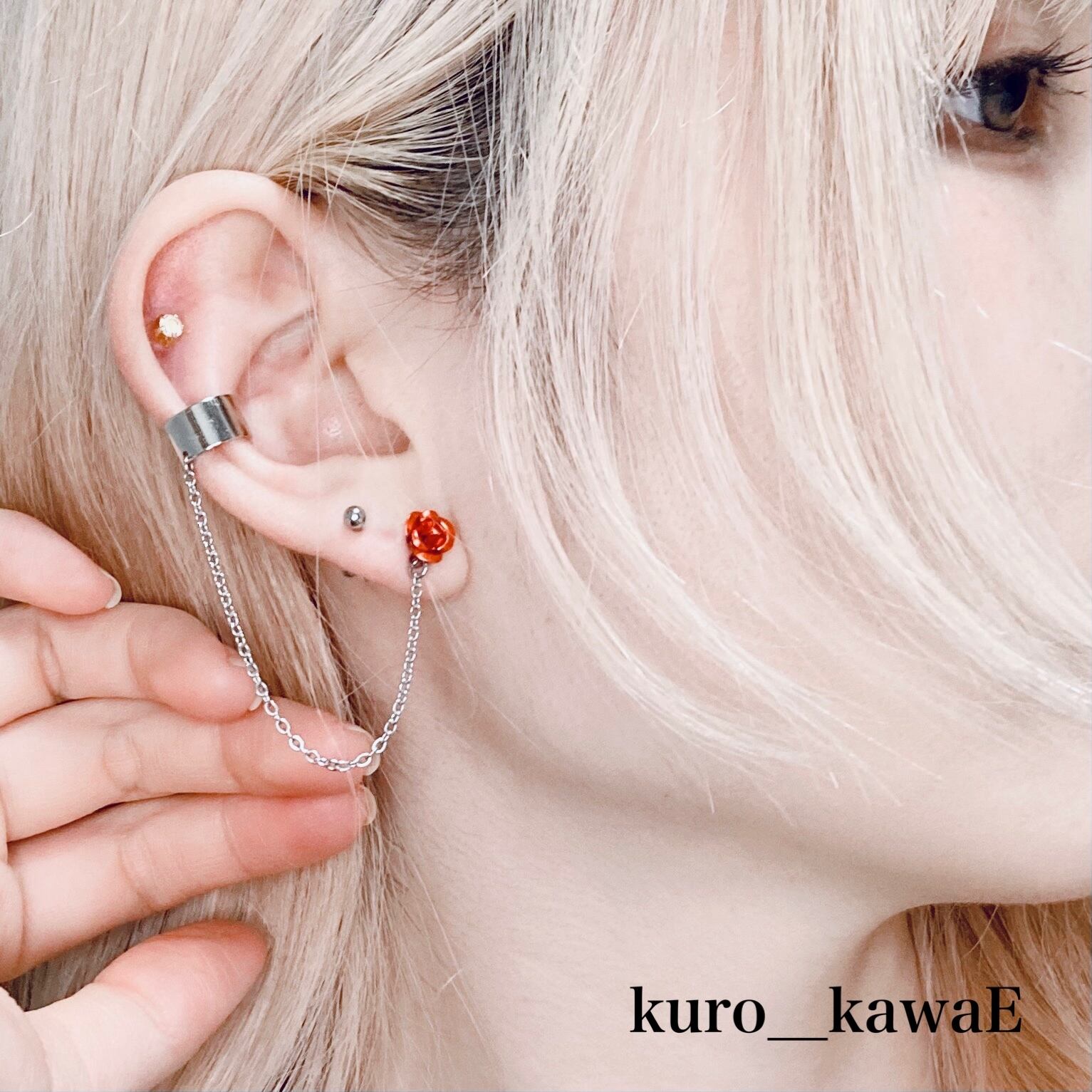 薔薇のチェーンピアス 】 病みかわいい ゴシック メンヘラ 量産型