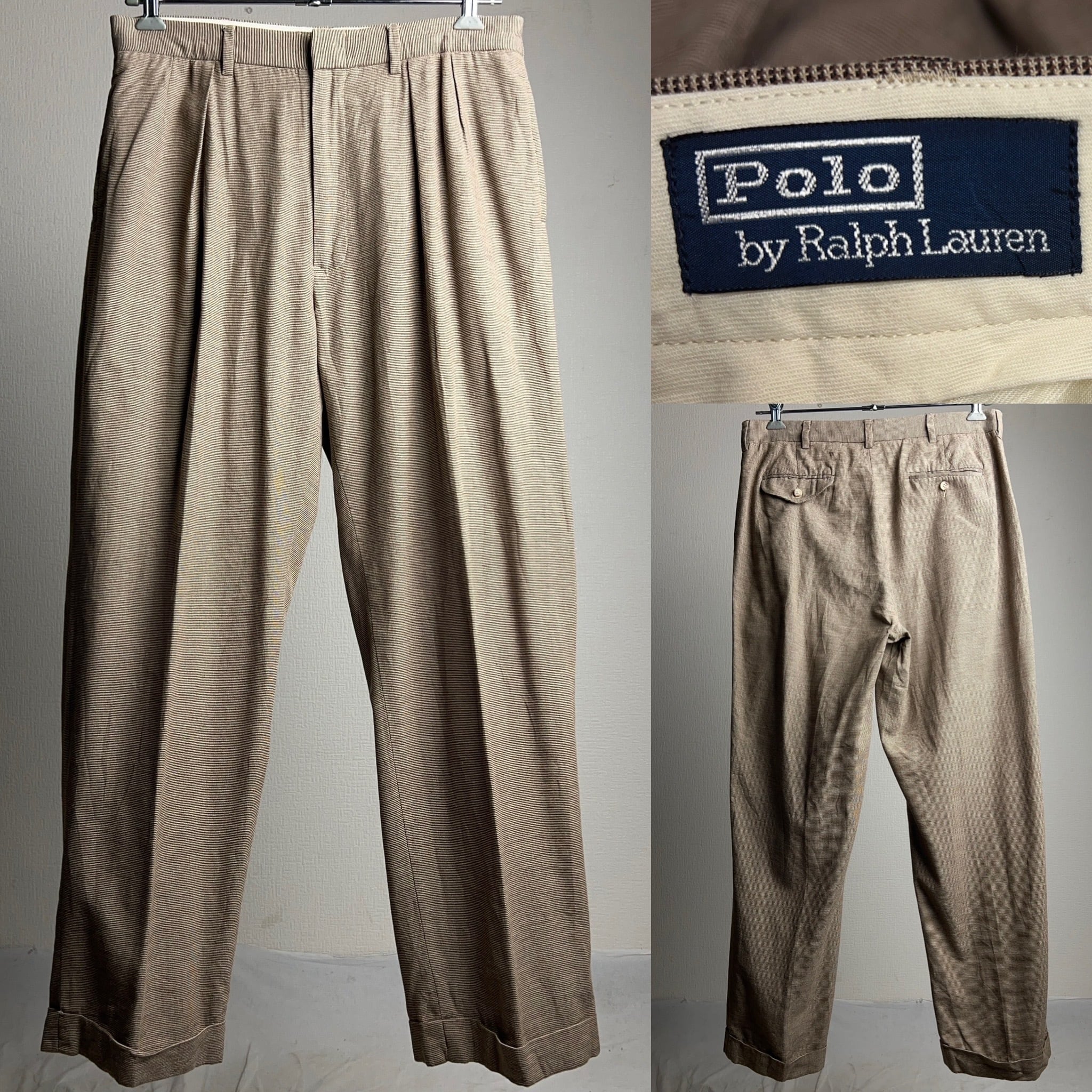 90's~ Polo by Ralph Lauren 2tuck Cotton Slacks W36 L32 90年代 ポロ
