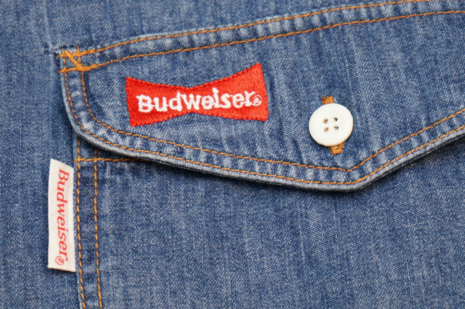 478R2 Budweiser バドワイザー デニムシャツ 半袖 メンズ古着