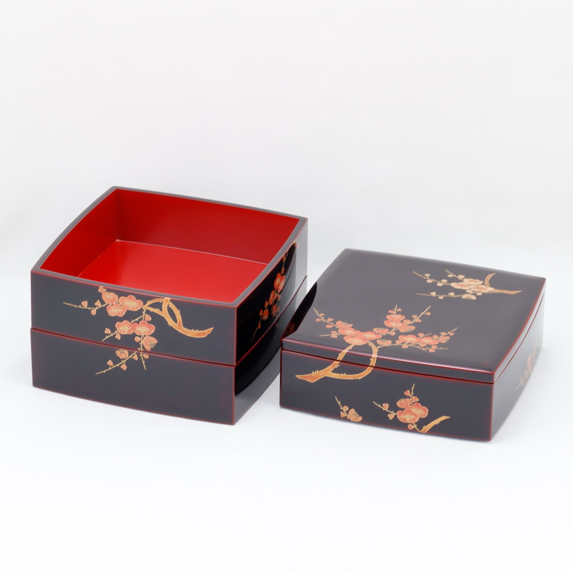 7 輪島塗 三段重／紅白梅蒔絵／重台付き | 輪島塗 加藤漆器店 公式