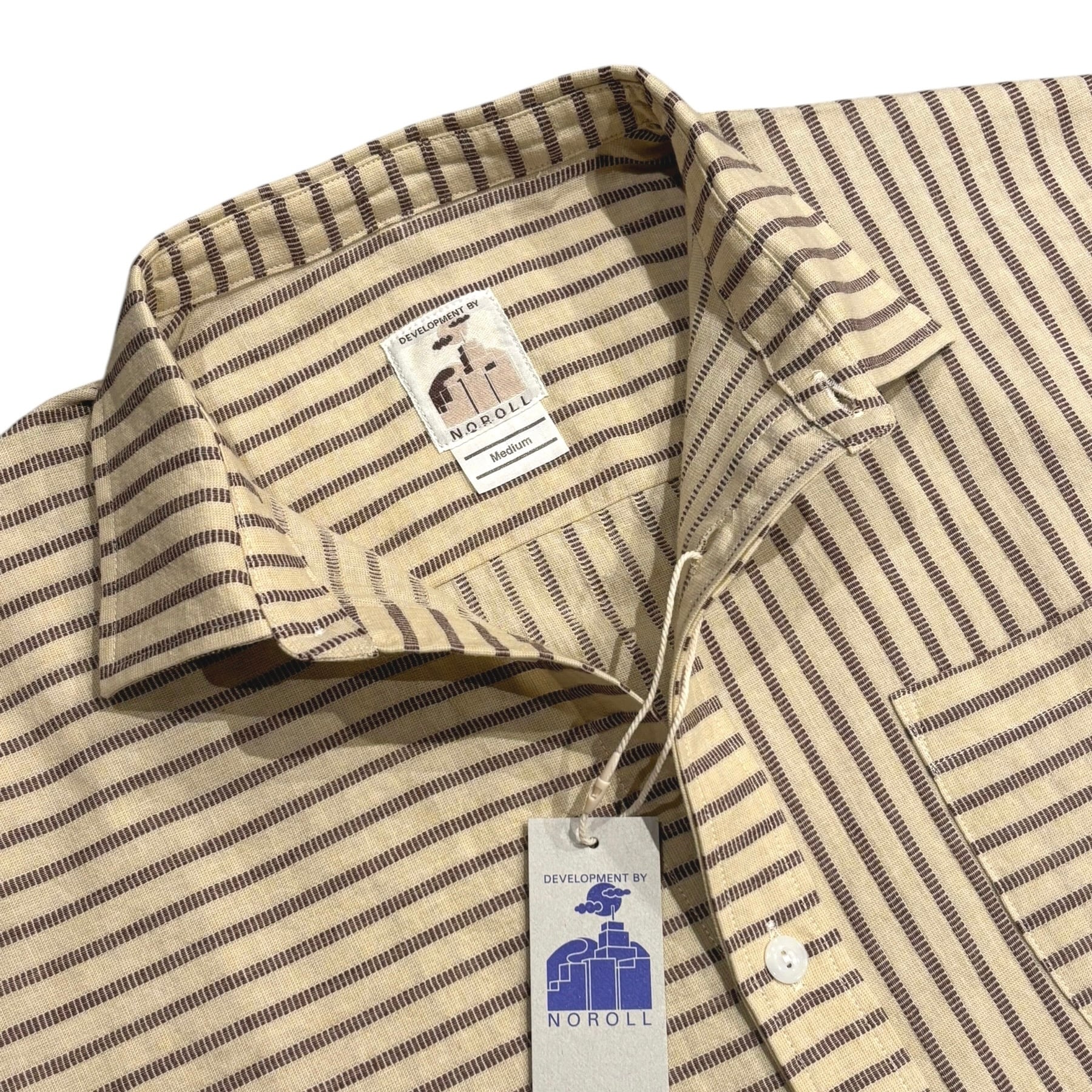 NOROLL NORMAL SHIRT STRIPE S/S - BROWN ブルー / ノーロール