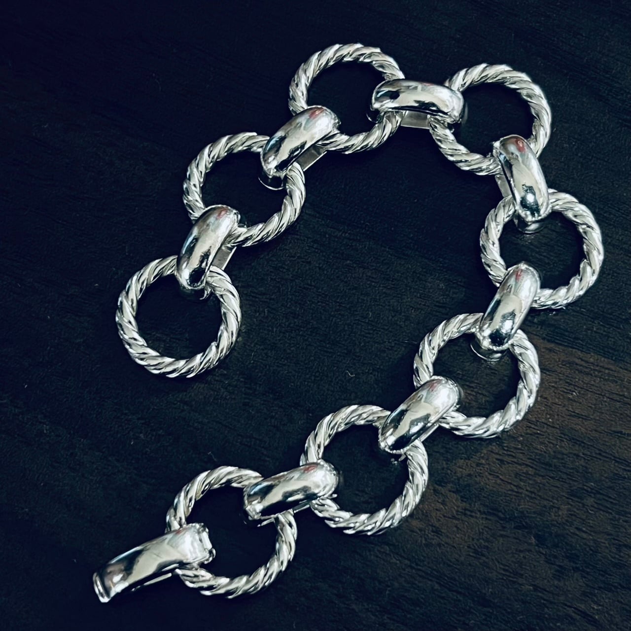 VINTAGE TIFFANY & CO. Twist Circle Link Bracelet Sterling Silver