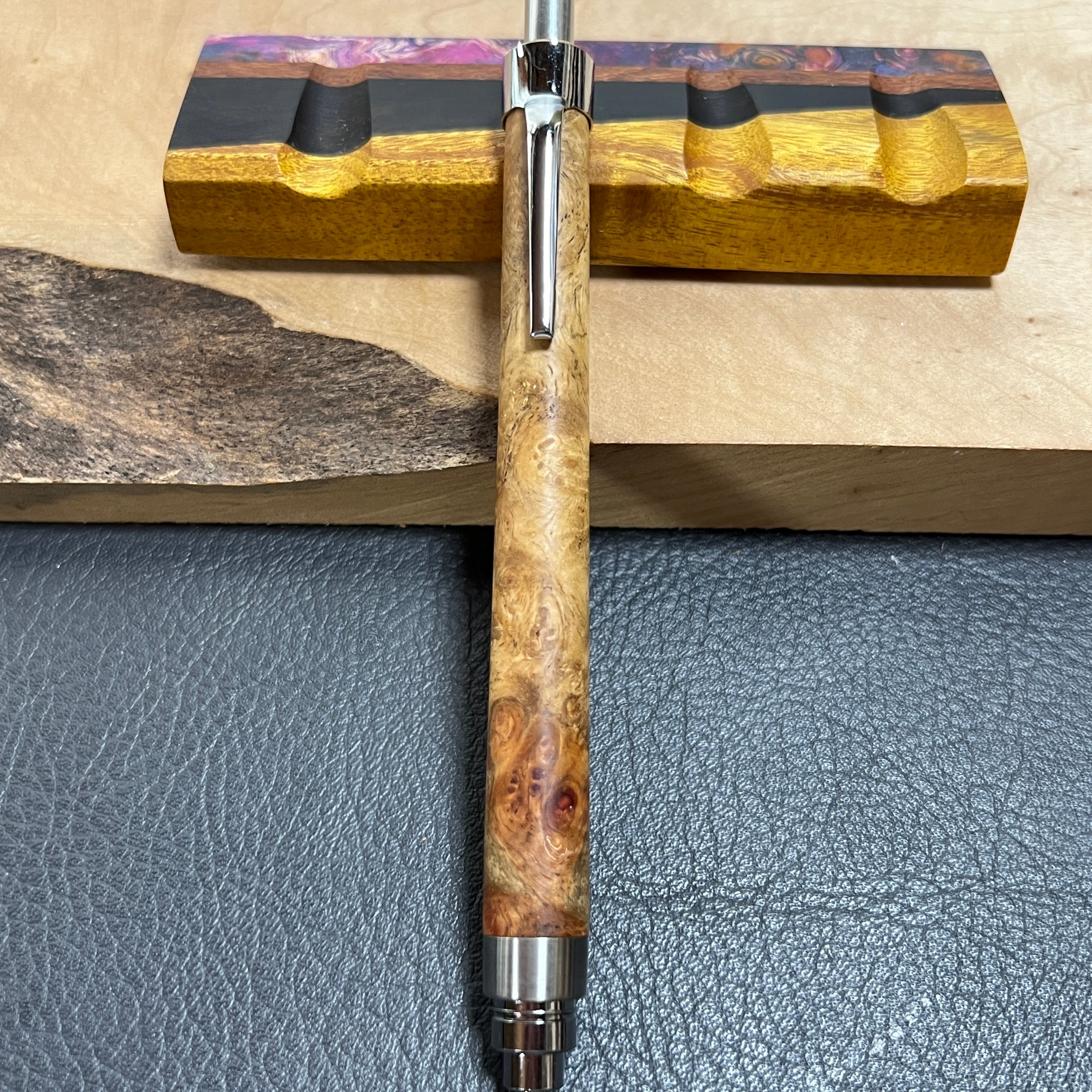 42花梨瘤(白瘤)木製シャーペン 最強低重心 ステンレス | handwood