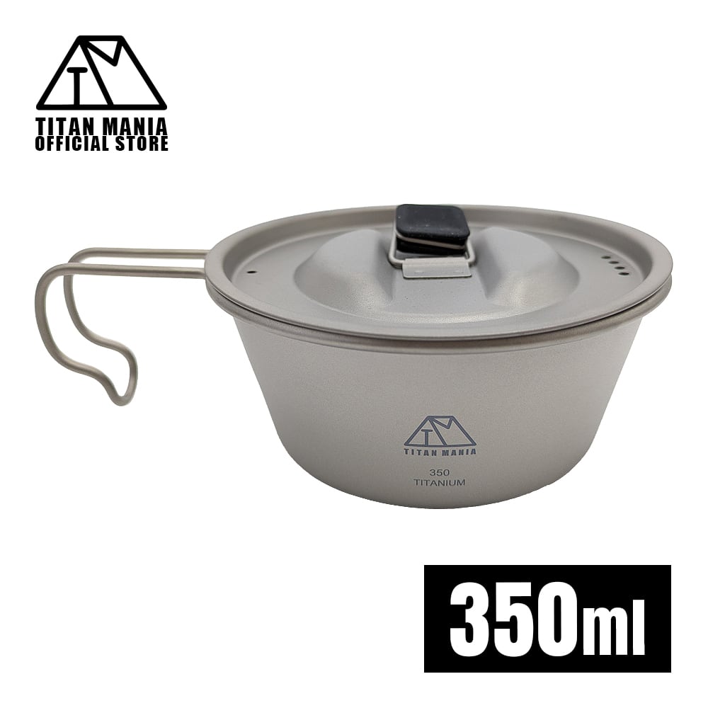 蓋付き シェラカップ 350ml チタン製 ソロキャンプ クッカー コッヘル
