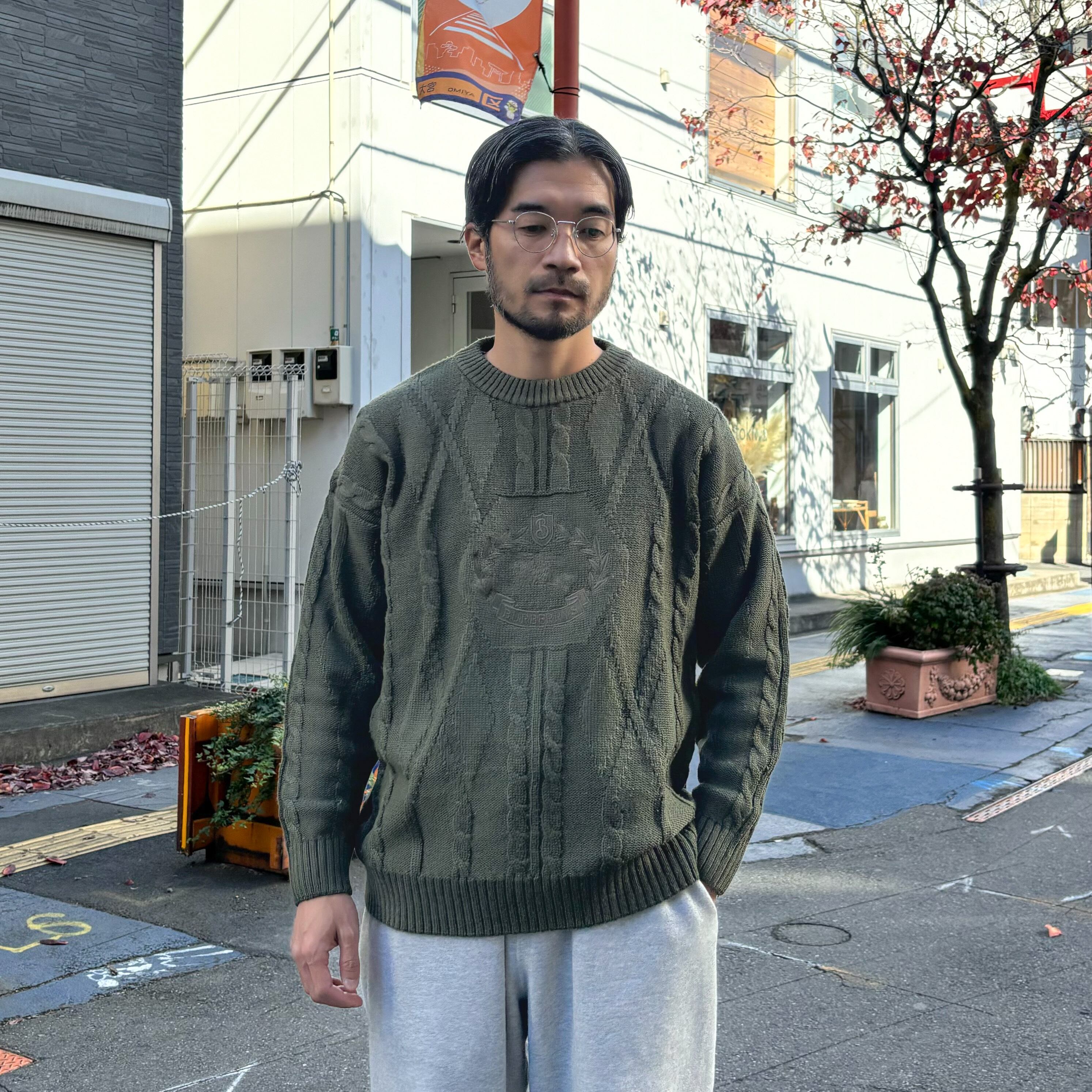 イングランド製 Burberrys Logo Cable Knit Sweater S / バーバリー
