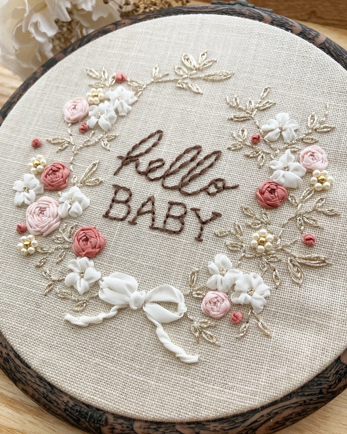 baby】2wayニューボーンフレーム・命名書［リボン刺繍キット