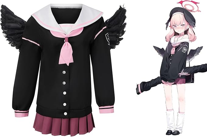 AwwwCos] ブルアカ コスプレ衣装 下江コハル 制服コスプレ 翼付き 5点