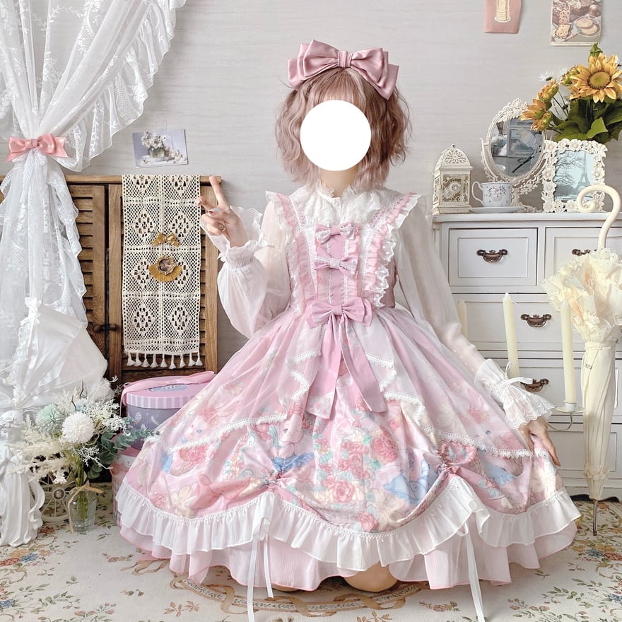 ロリータ スイートロリータ JSK ジャンパースカート 花柄 うさちゃん柄