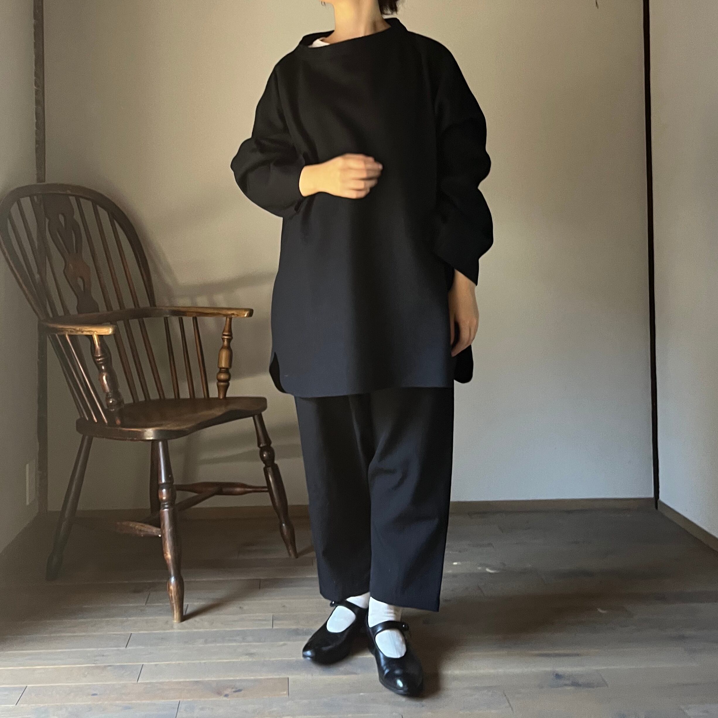 MITTAN SH-107 圧縮ウールニットプルオーバー 黒 | Routes*Roots