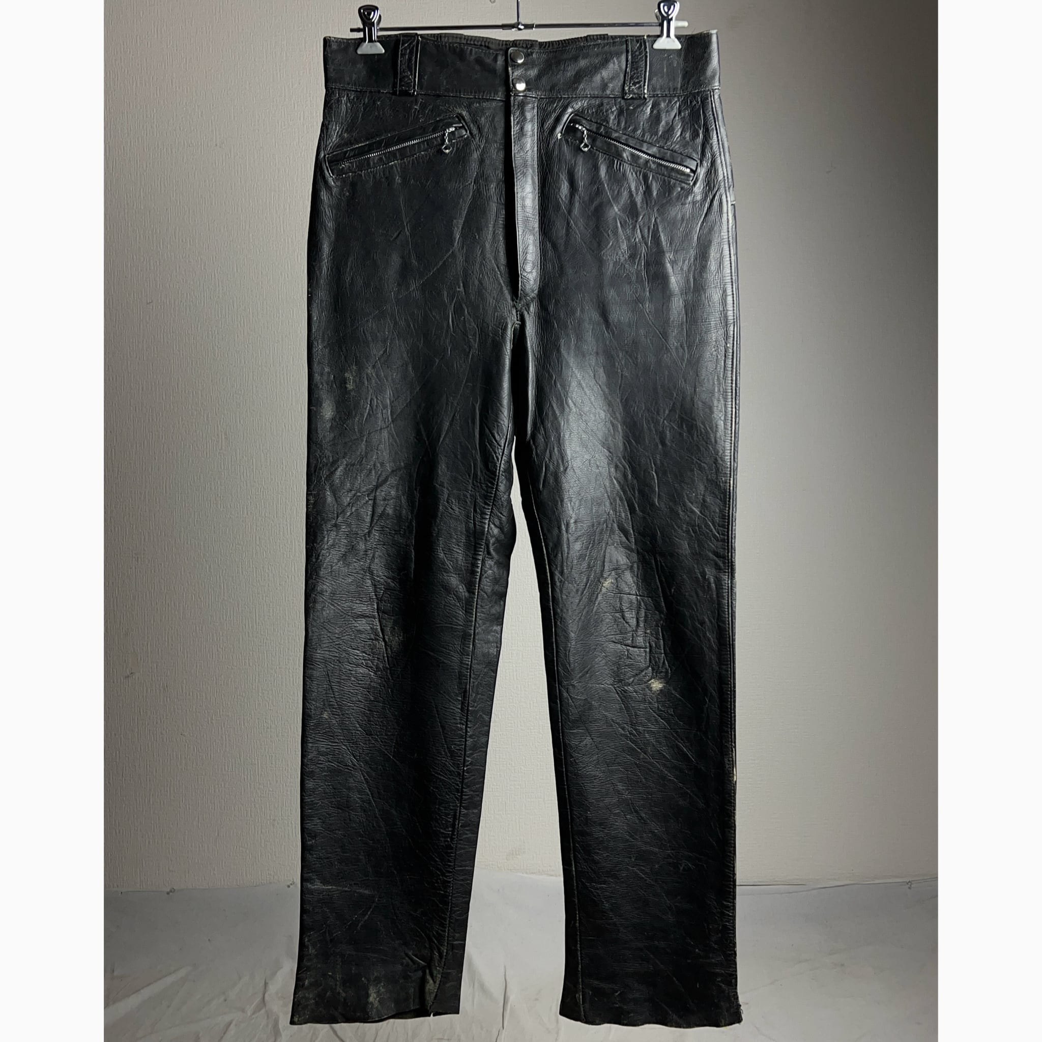 60's HARLEY-DAVIDSON Leather Pants Black SIZE 34 60年代 ハーレー