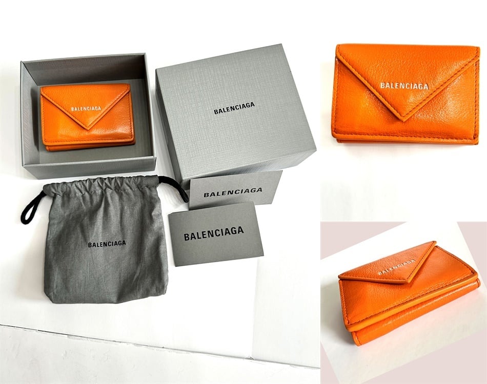 BALENCIAGA バレンシアガ PAPIER ミニウォレット ビビットオレンジ