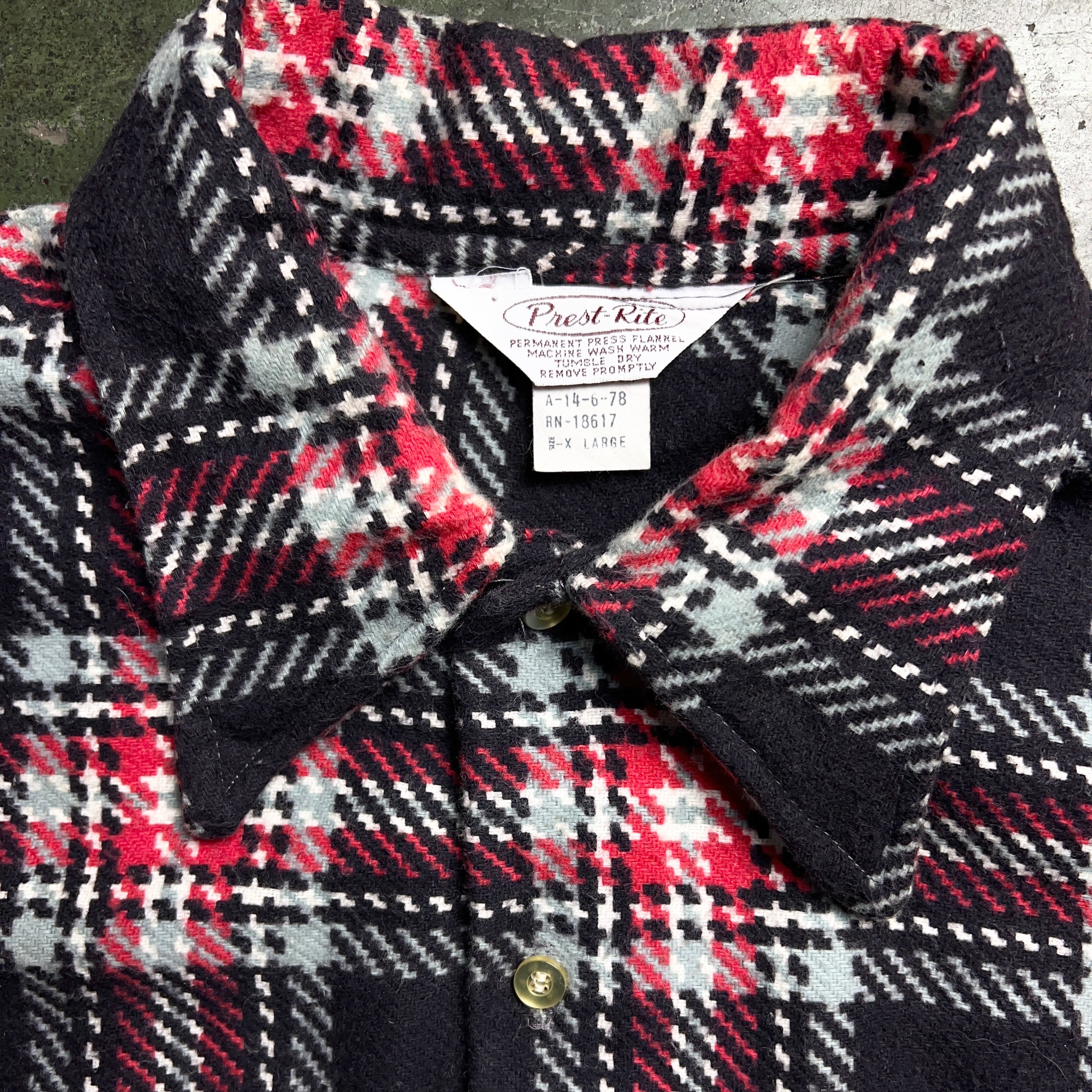 70's Prest-Rite Print Heavy Flannel Shirt SIZE XL 70年代 チェック