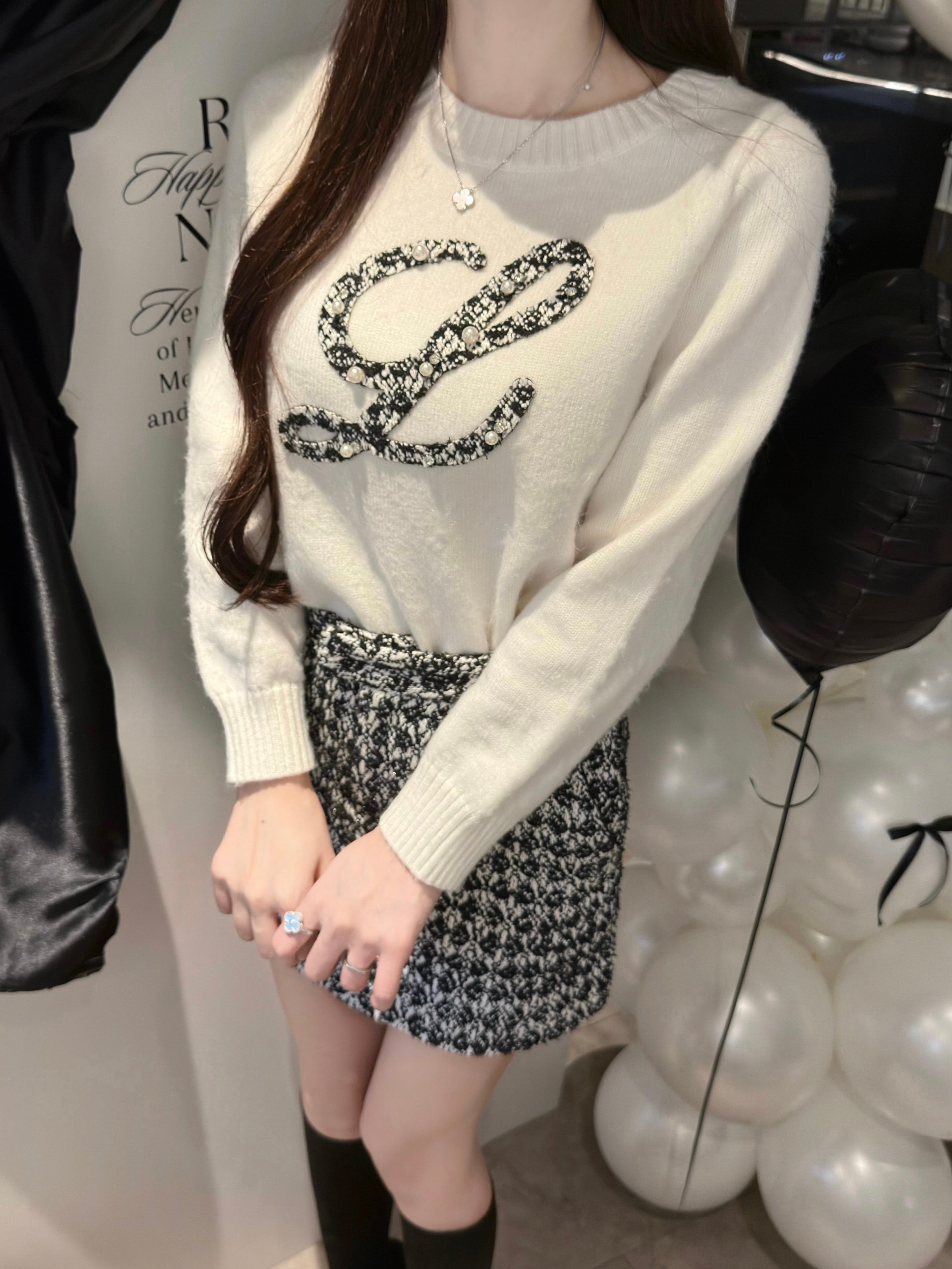 Lumignon original ♥ L holiday tweed knit【ブラック】 | Lumignon