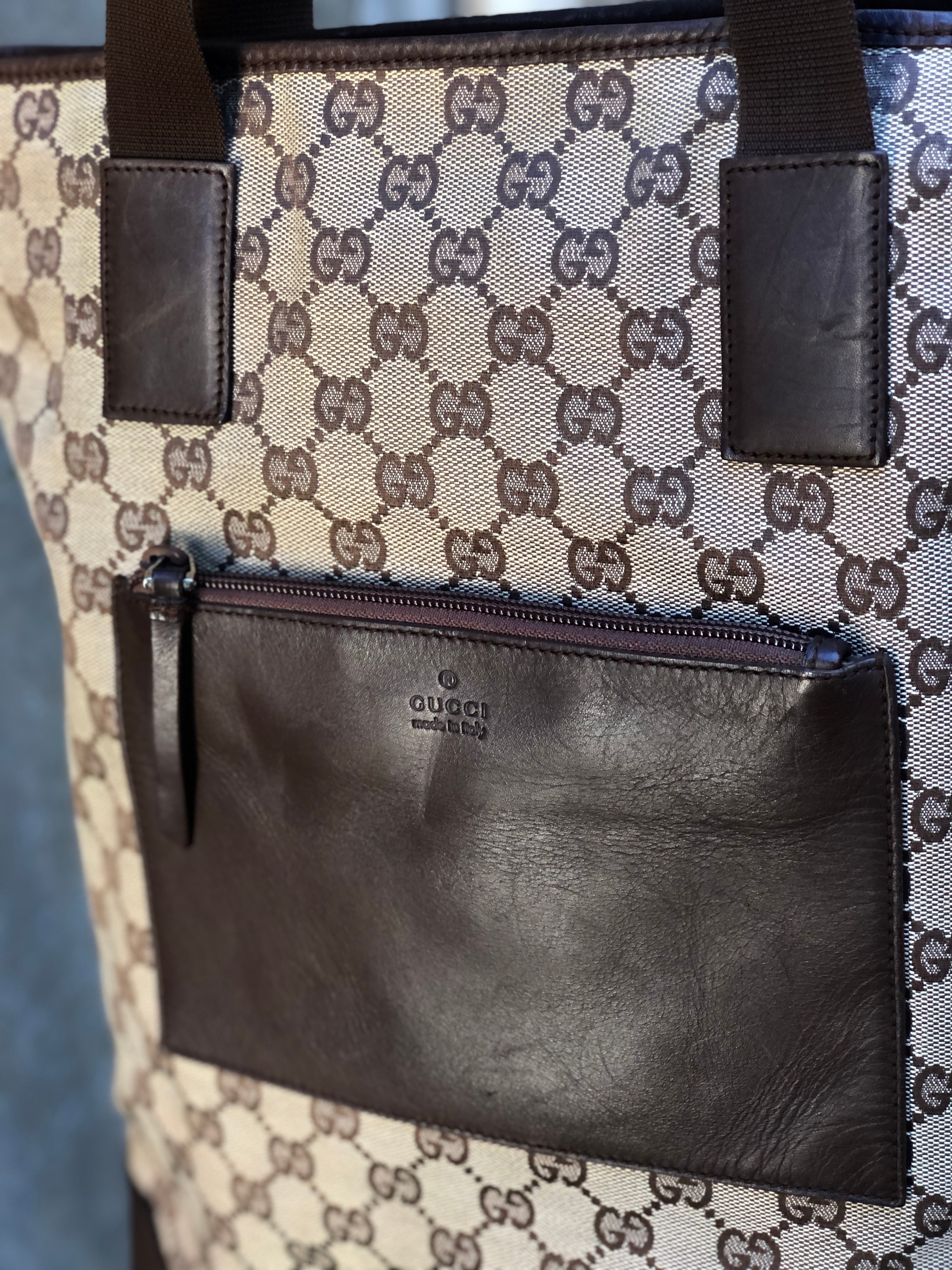 GUCCI グッチ GGキャンバス レザー×キャンバス トートバッグ ベージュ