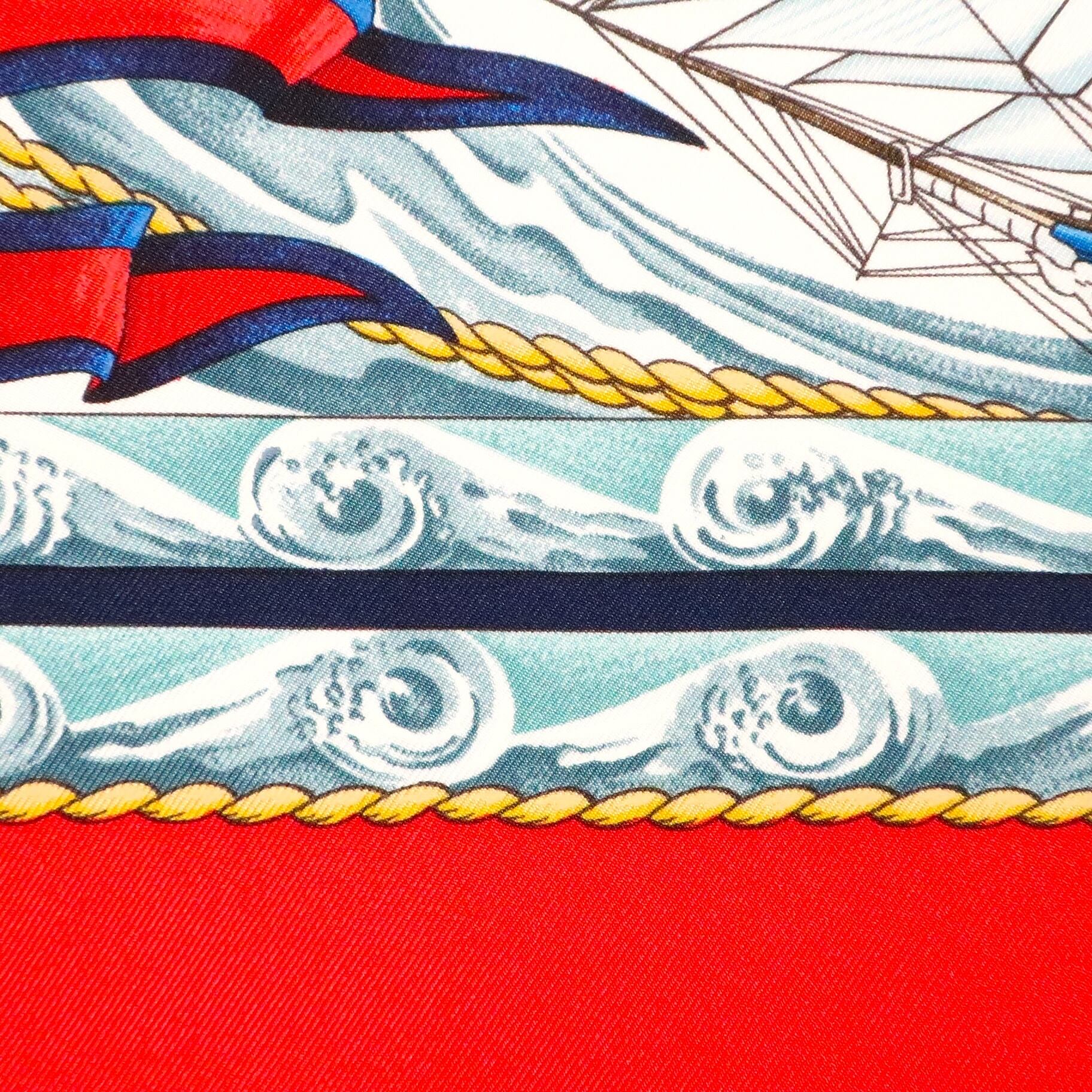 エルメス HERMES/スカーフ カレ90 風よ吹け vive le vent 帆船 海