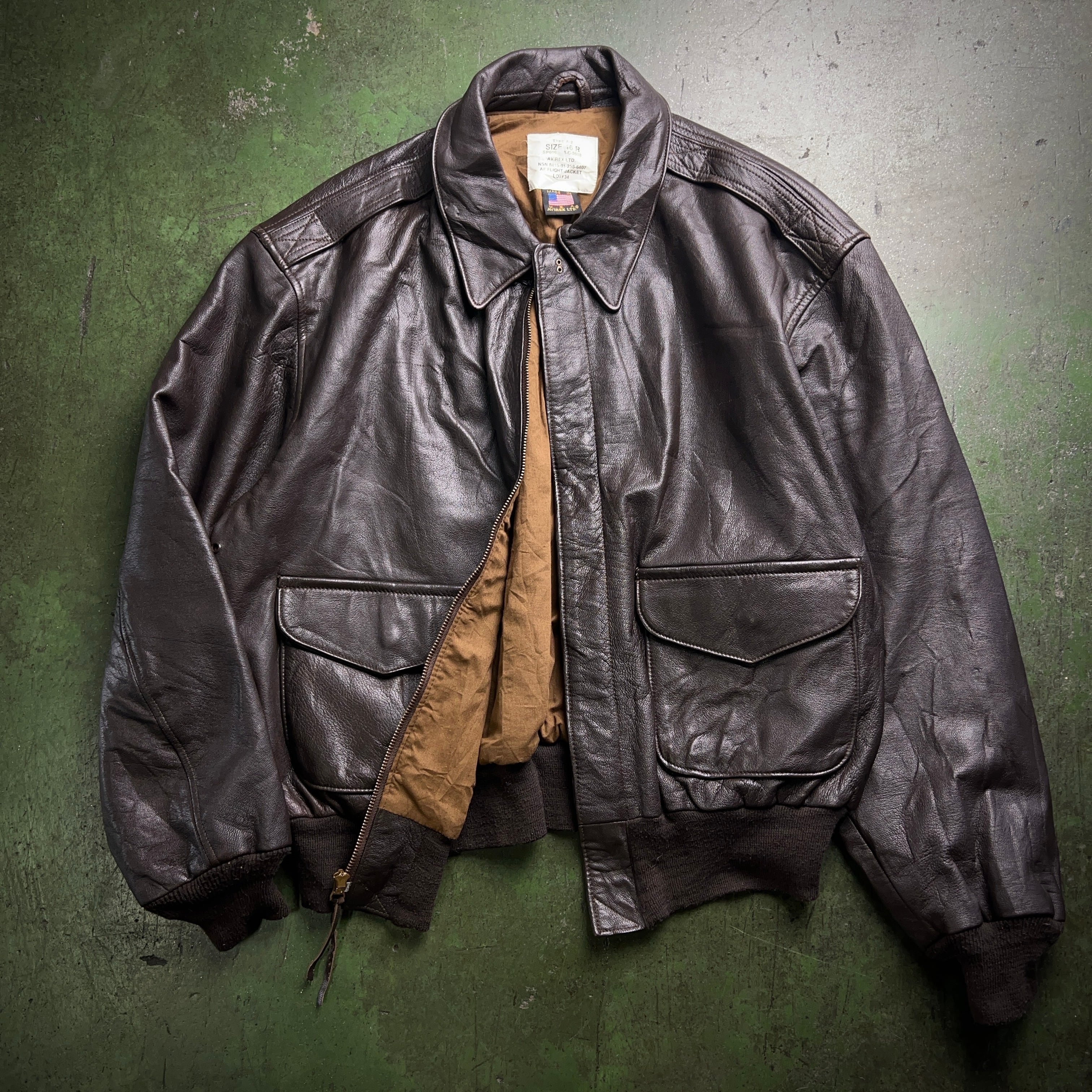 90's AVIREX A-2 TYPE Leather Flight Jacket 90年代 アヴィレックス