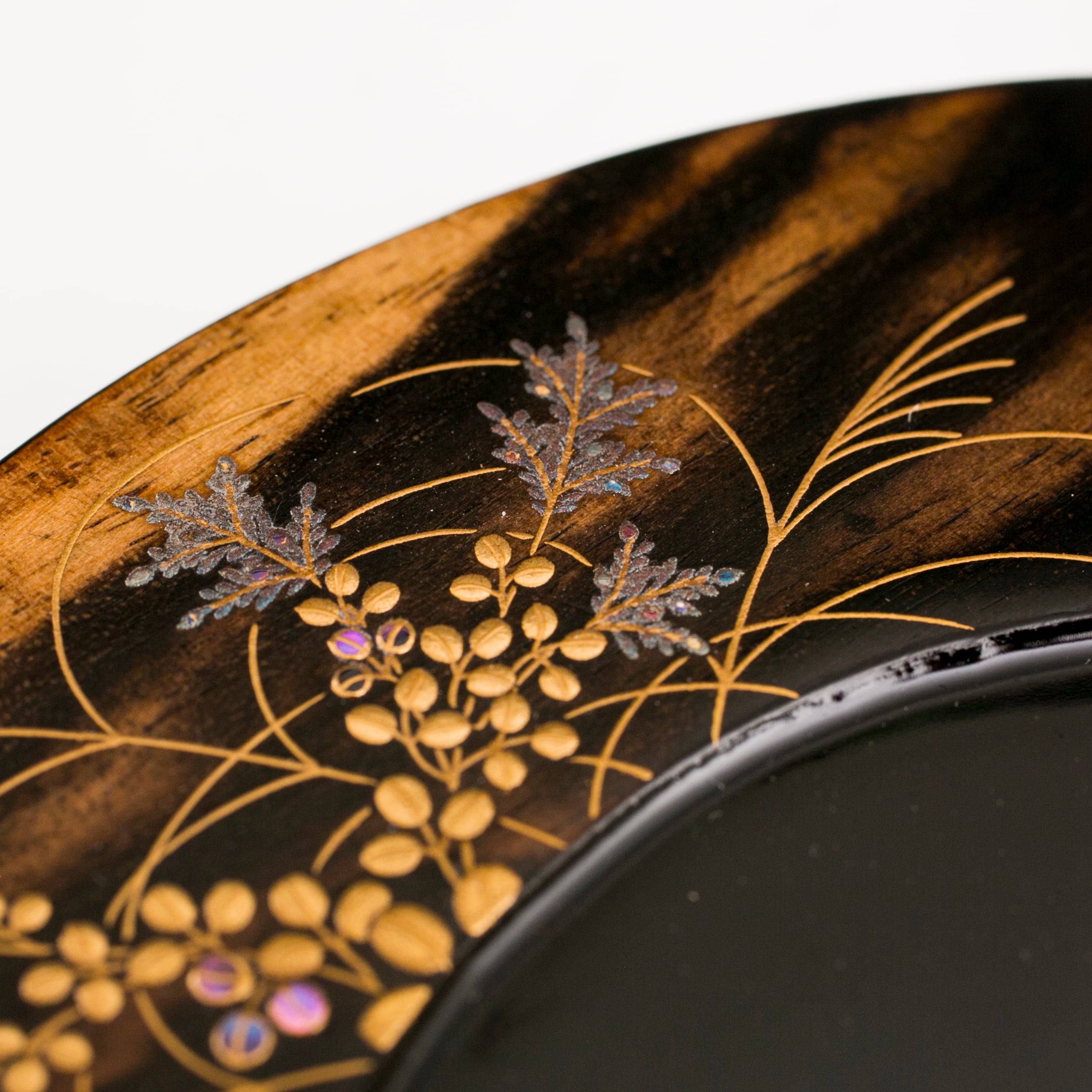 吉田華正 秋草蒔絵 黒柿 扇面 香合 末広 扇 山中漆器 石川県の漆芸家