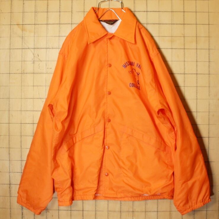 70s 80s USA製 Pla-Jac ワッペン プリント ナイロン コーチ ジャケット