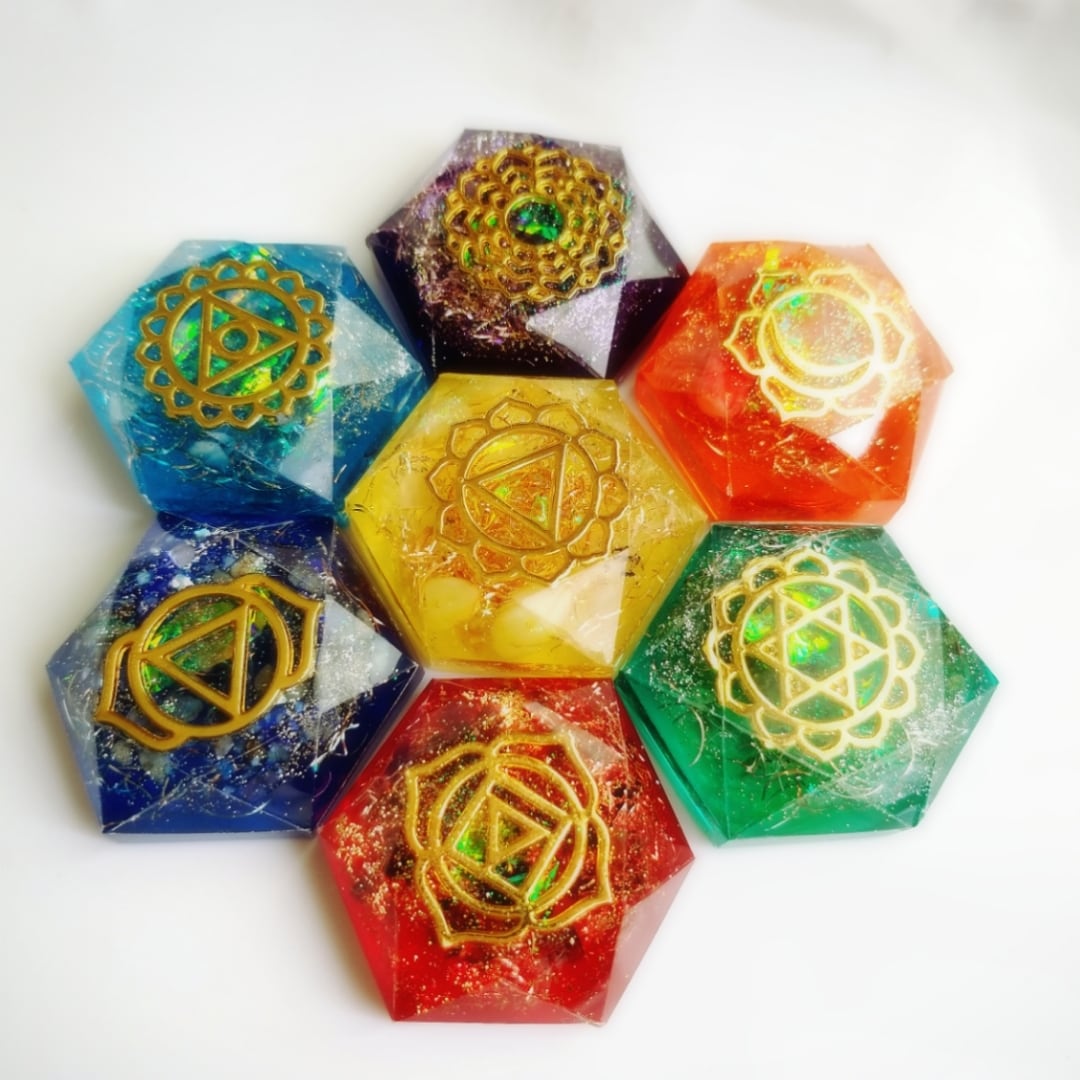 7つのチャクラ・オルゴナイトセット | オルゴナイト&神聖幾何学アート