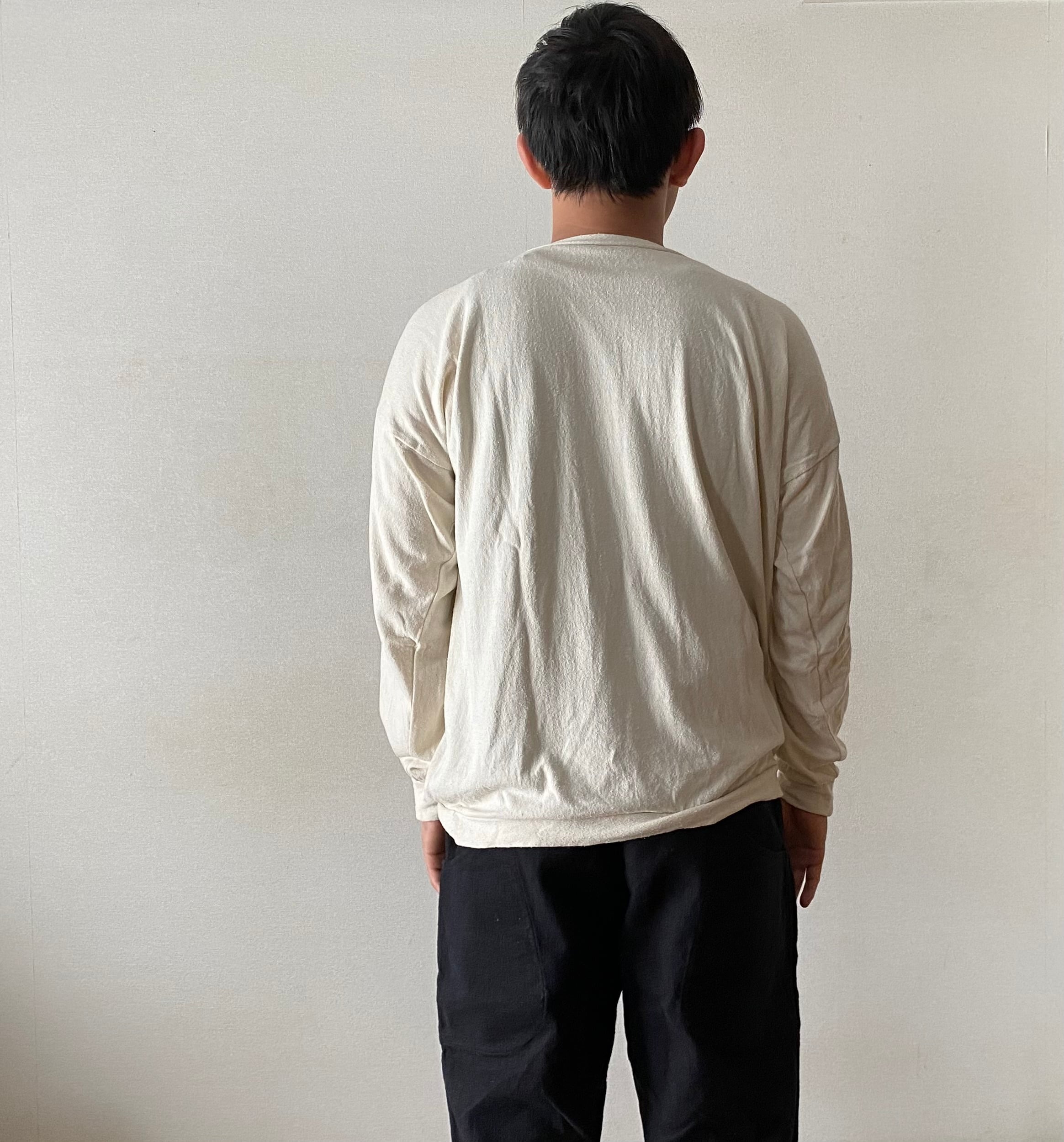 MITTAN 強撚絹紬糸ワイド長袖 生成 T-42 ユニセックス | Herios