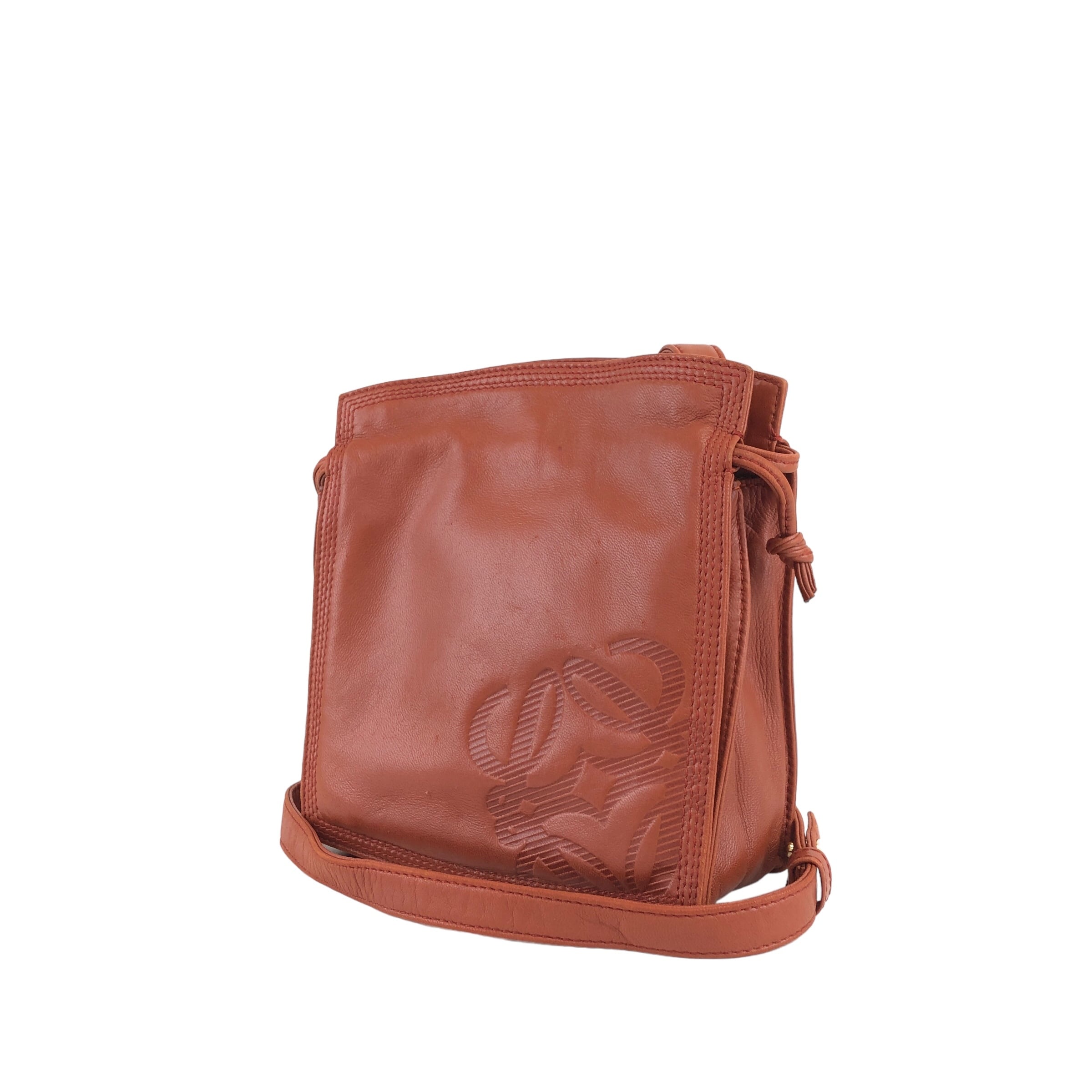 LOEWE ロエベ アナグラム ショルダーバッグ ブラウン レザー 巾着