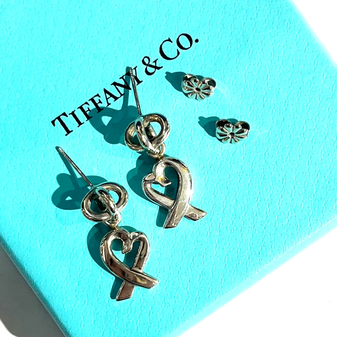 TIFFANY&CO.】1890 TIFFANY &CO スイングラビングハート ピアス