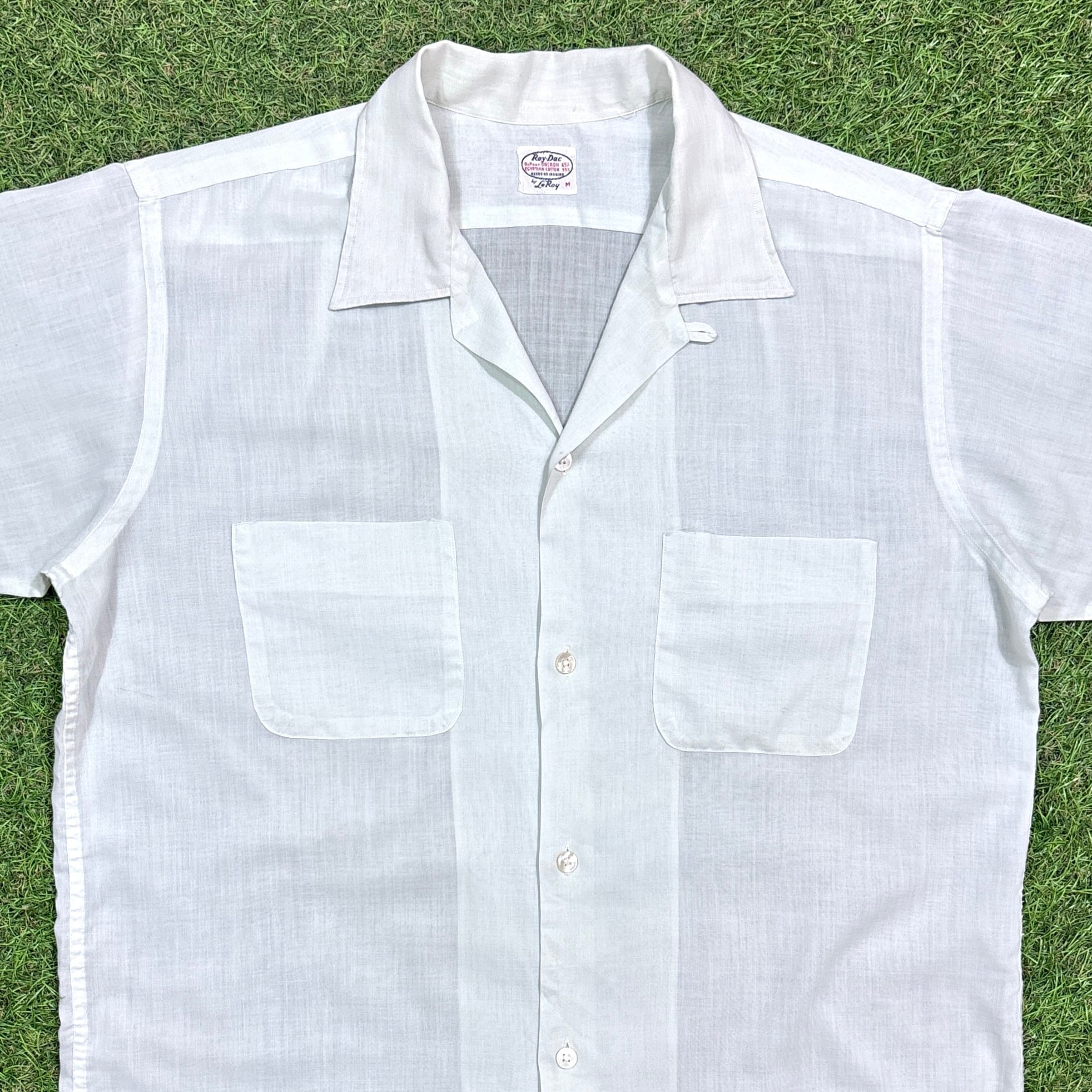 Men's】 50s ホワイト ポリコットン 開襟シャツ / 50年代 古着 シャツ