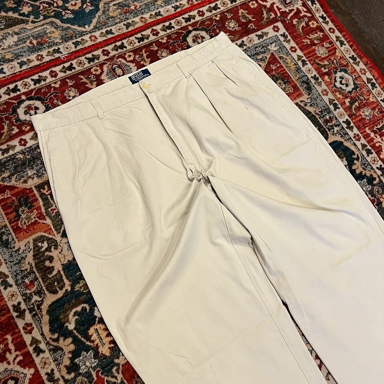 90s USA製 Ralph Lauren ポロチノ チノパンツ W42 L32 W106cm POLO