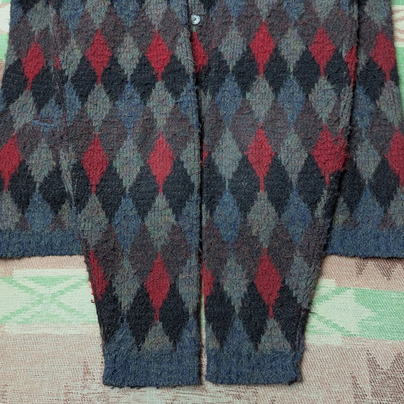 60s McGREGOR MIDNITE SUN Argyle Orlon Acrylic Cardigan (L
