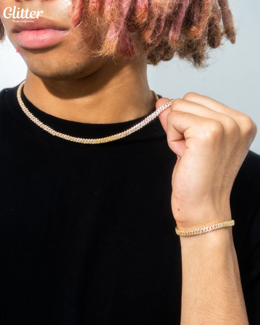 Iced Out Prong Cuban Chain Set 【5mm】【本日まで10%OFF】 | Glitter