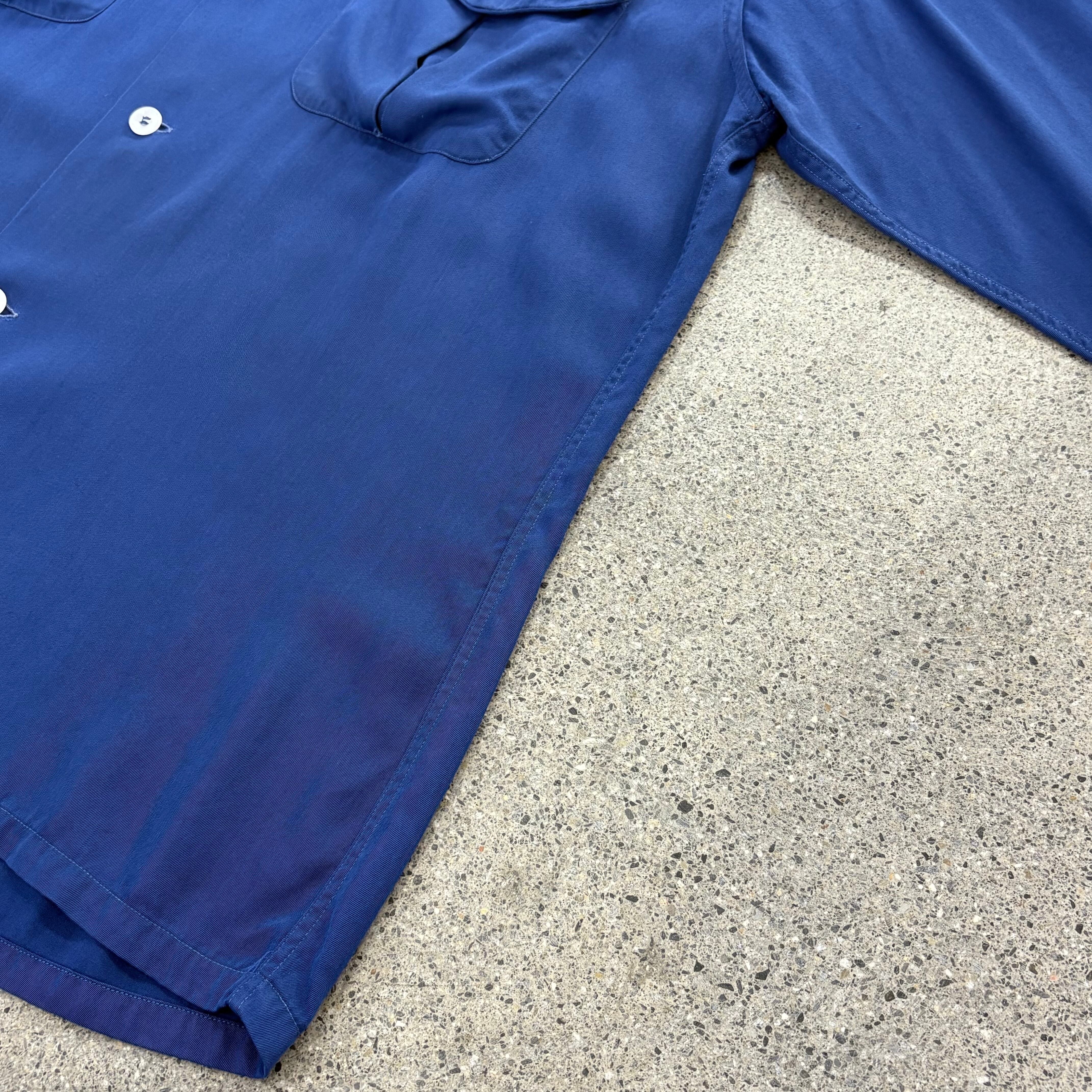 Safe in Suds】50s Rayon Gabardine Shirt M 