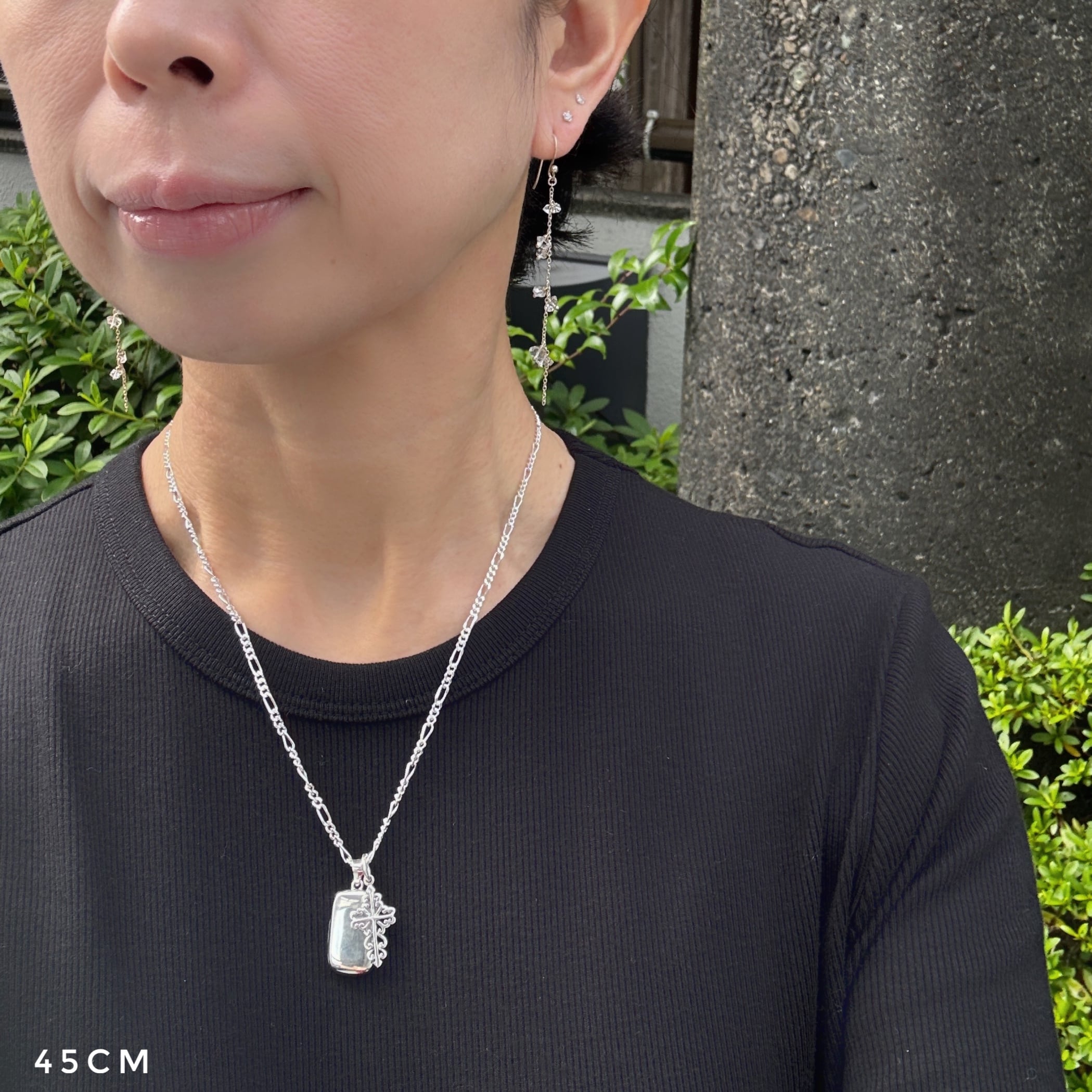 3way シンプル スクエア ロケット and クロス ペンダント （チェーン