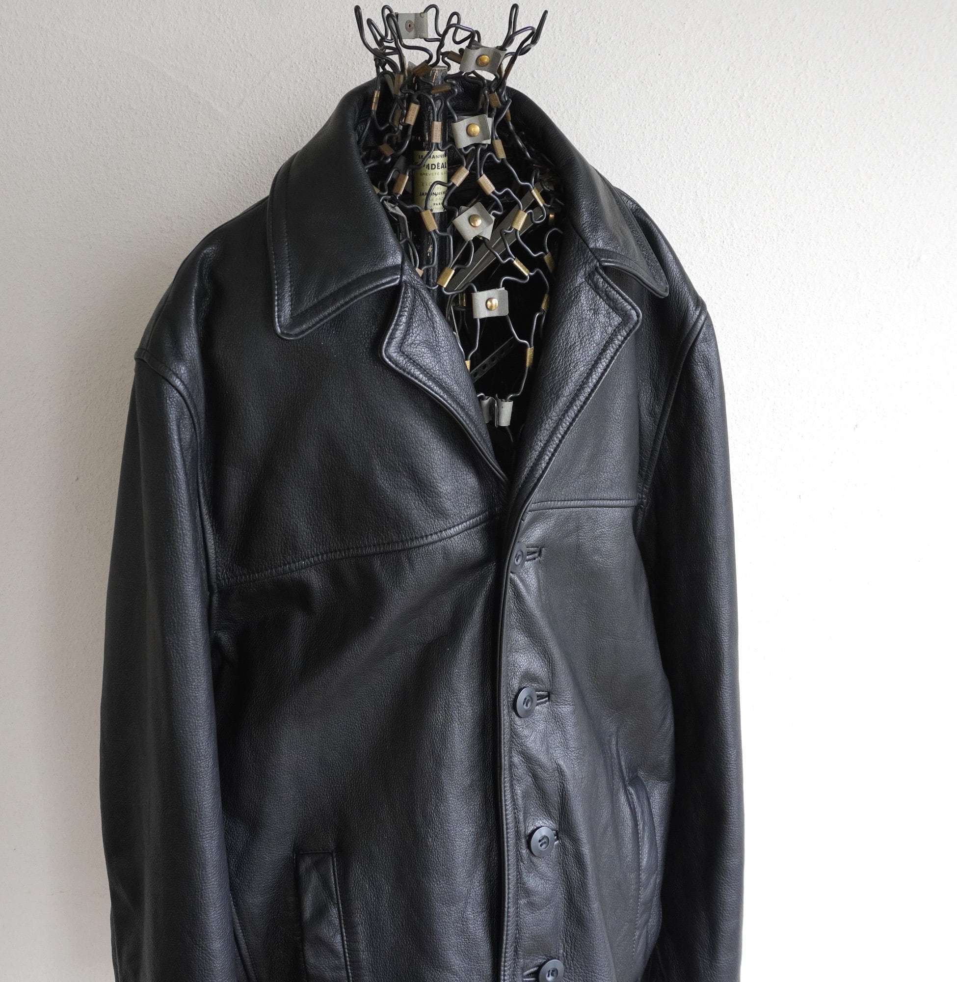 1990's〜 [WILSONS LEATHER] レザーカーコート ブラック 表記(men's M