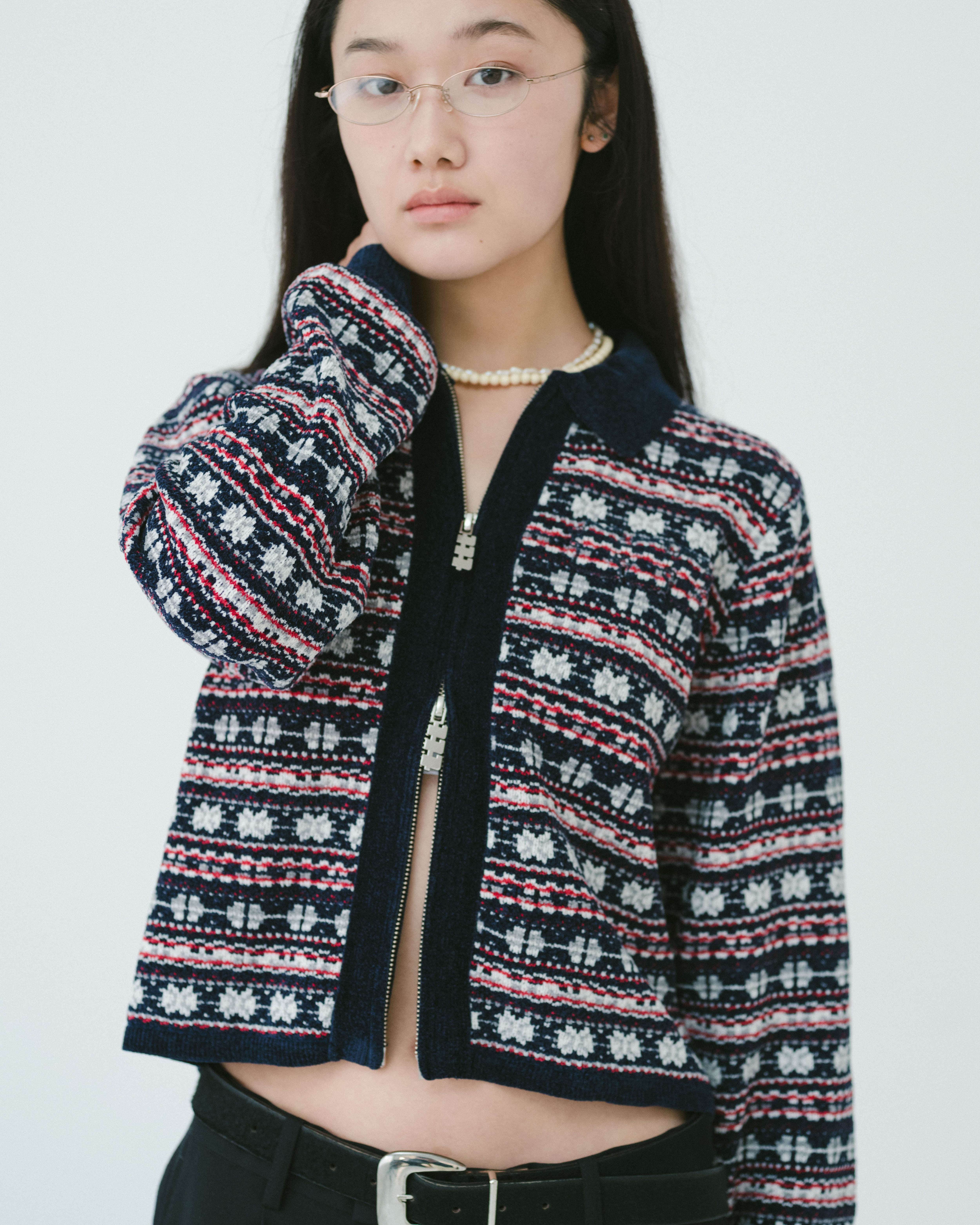 Zip up knit polo shirt（NAVY） | TTTMSW