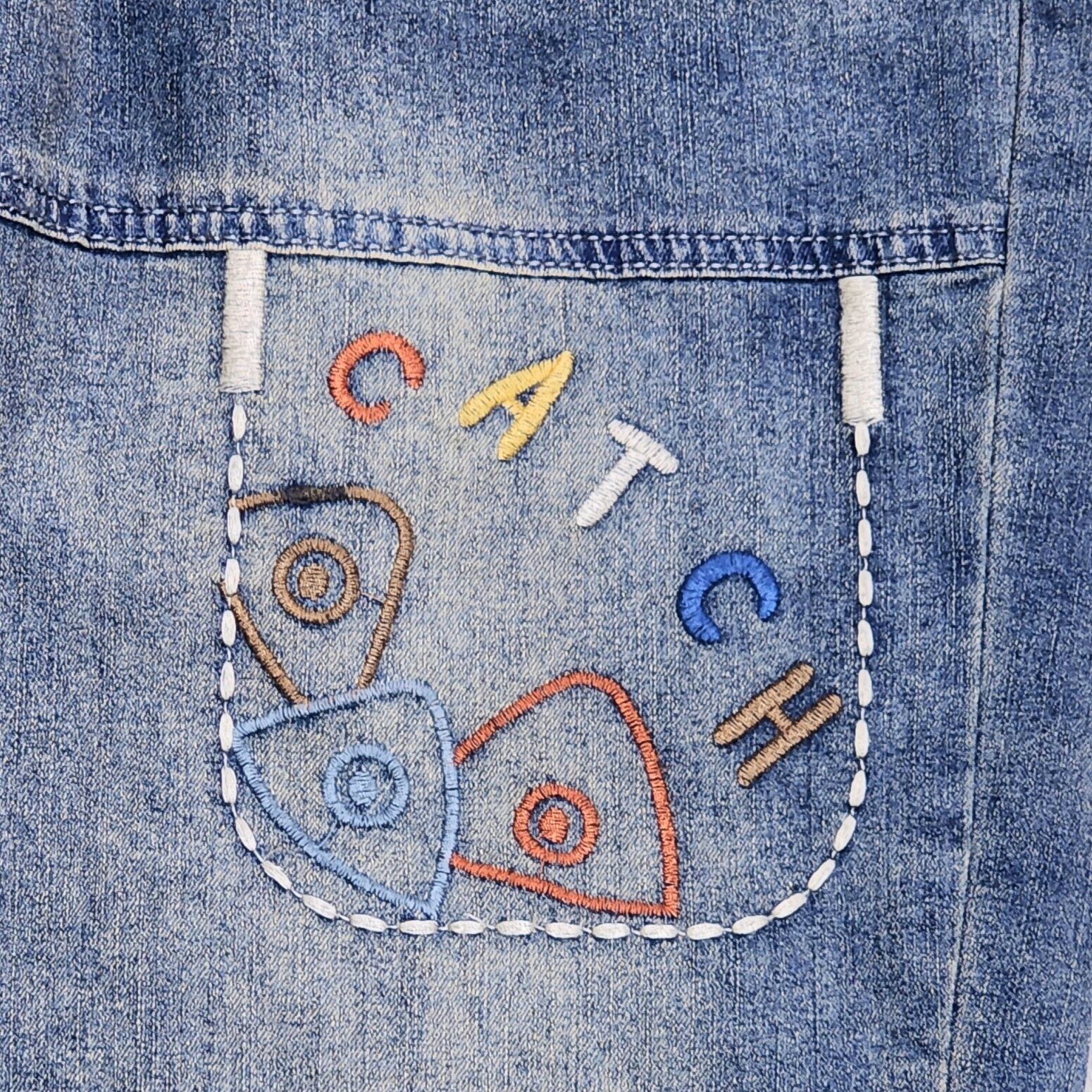 CATCH猫の刺繍デニムパンツ | ワンダフル商会