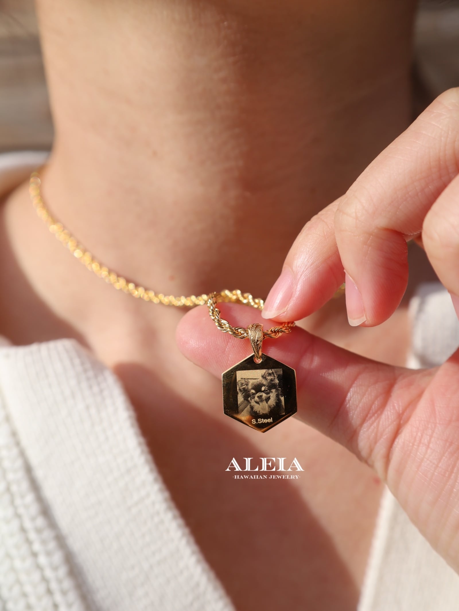 刻印可能》MサイズHawaiian Hexagon Necklace [316L] ハワイアン