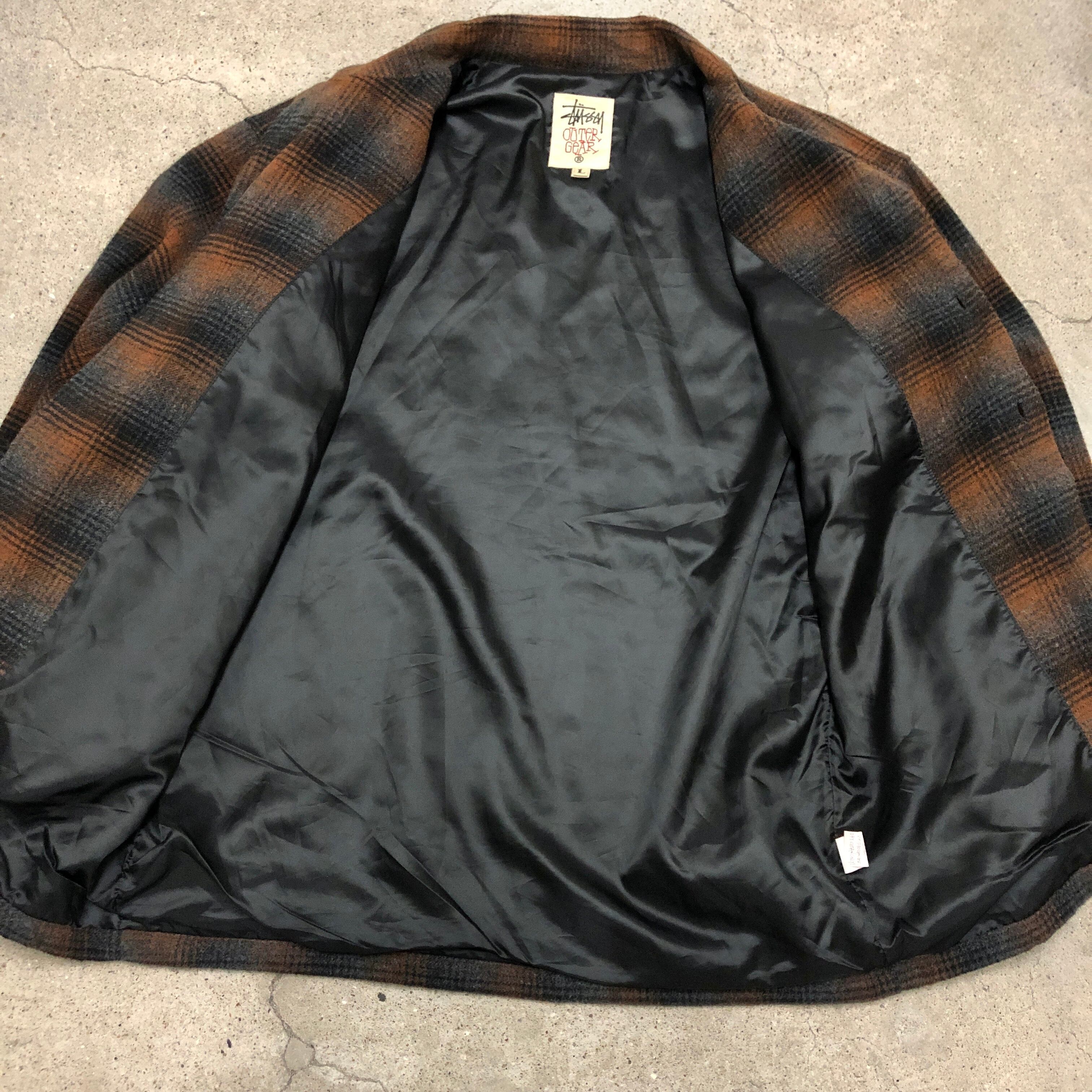 90s OLD STUSSY/OUTER GEAR/Check Wool Jacket/USA製/白タグ/L