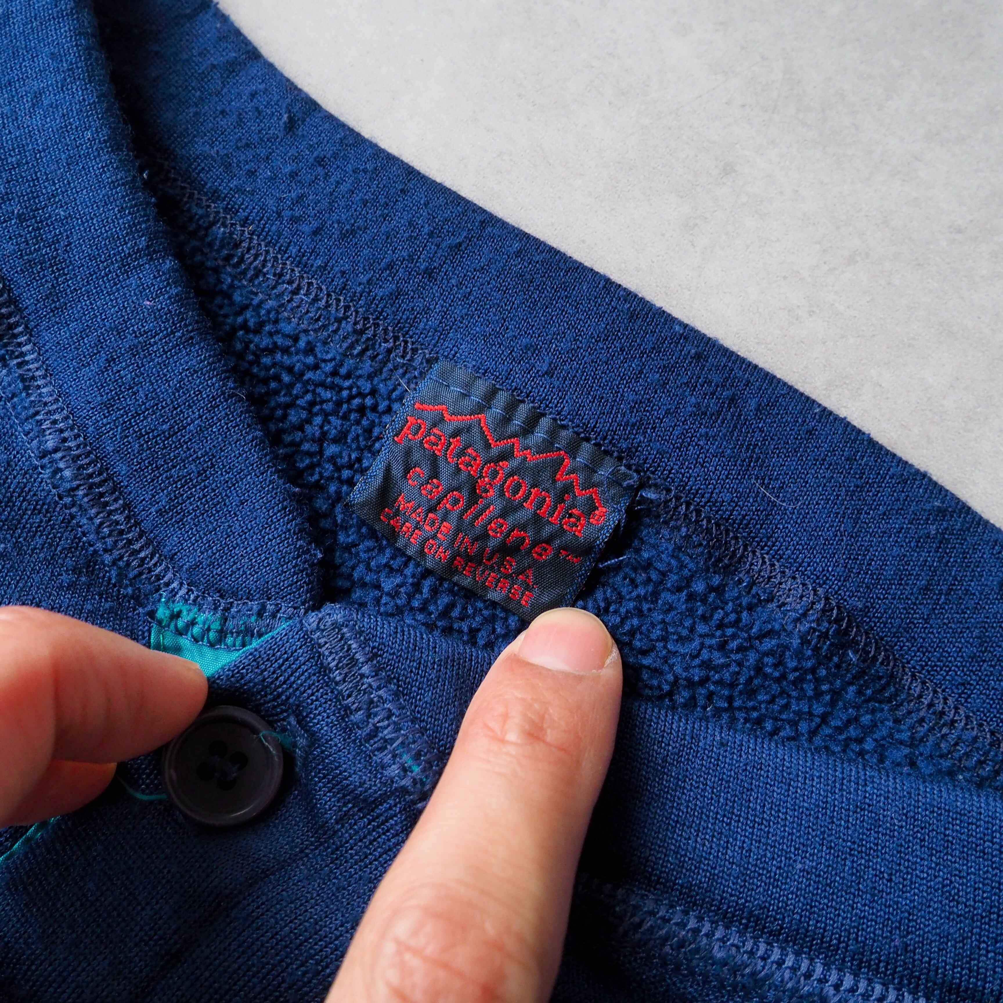 80s “Patagonia” capilene henry neck fleece pullover shirt made in