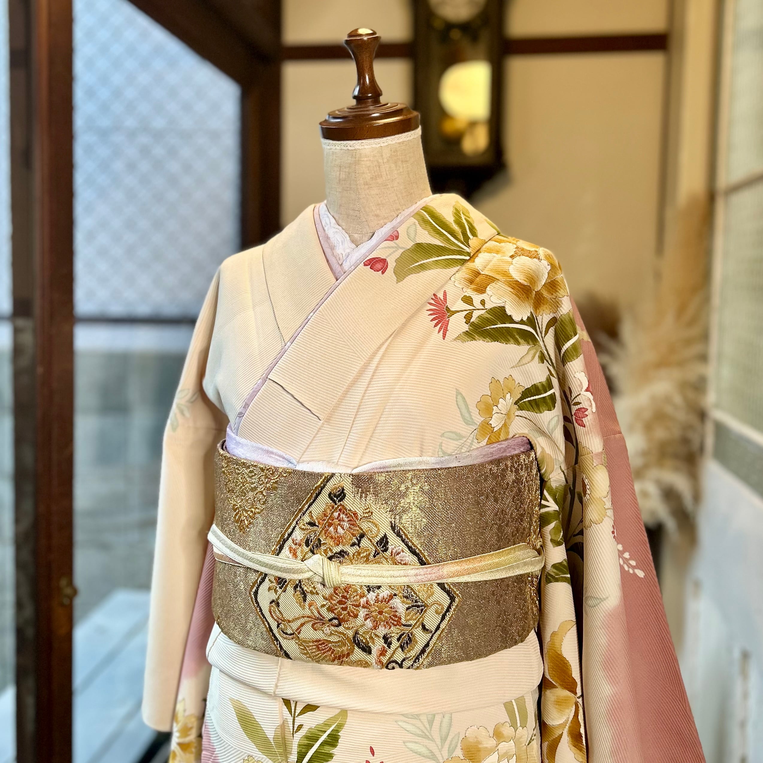 華やぎの牡丹＊セミアンティーク訪問着 牡丹 大柄 卒業式 入学式