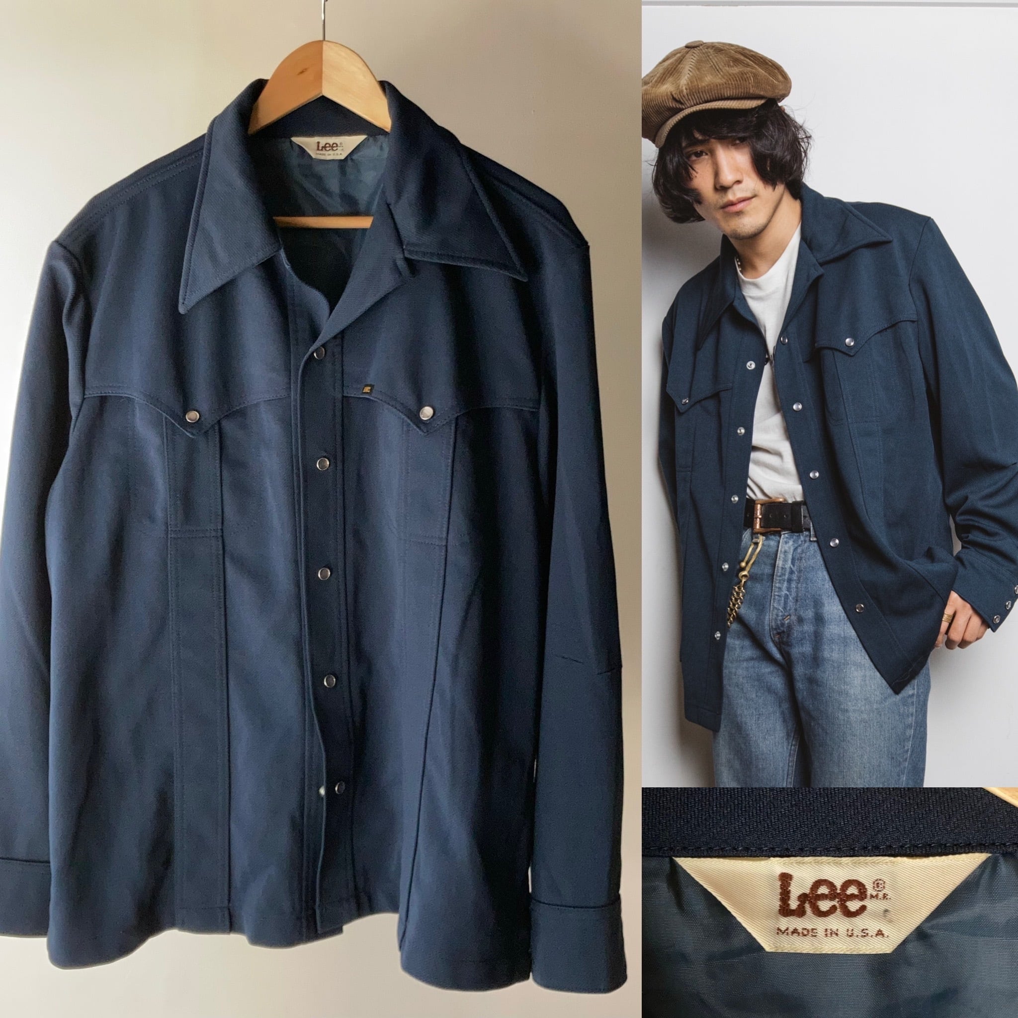 70's Lee ウエスタンシャツジャケット USA製 ネイビー【1106A69