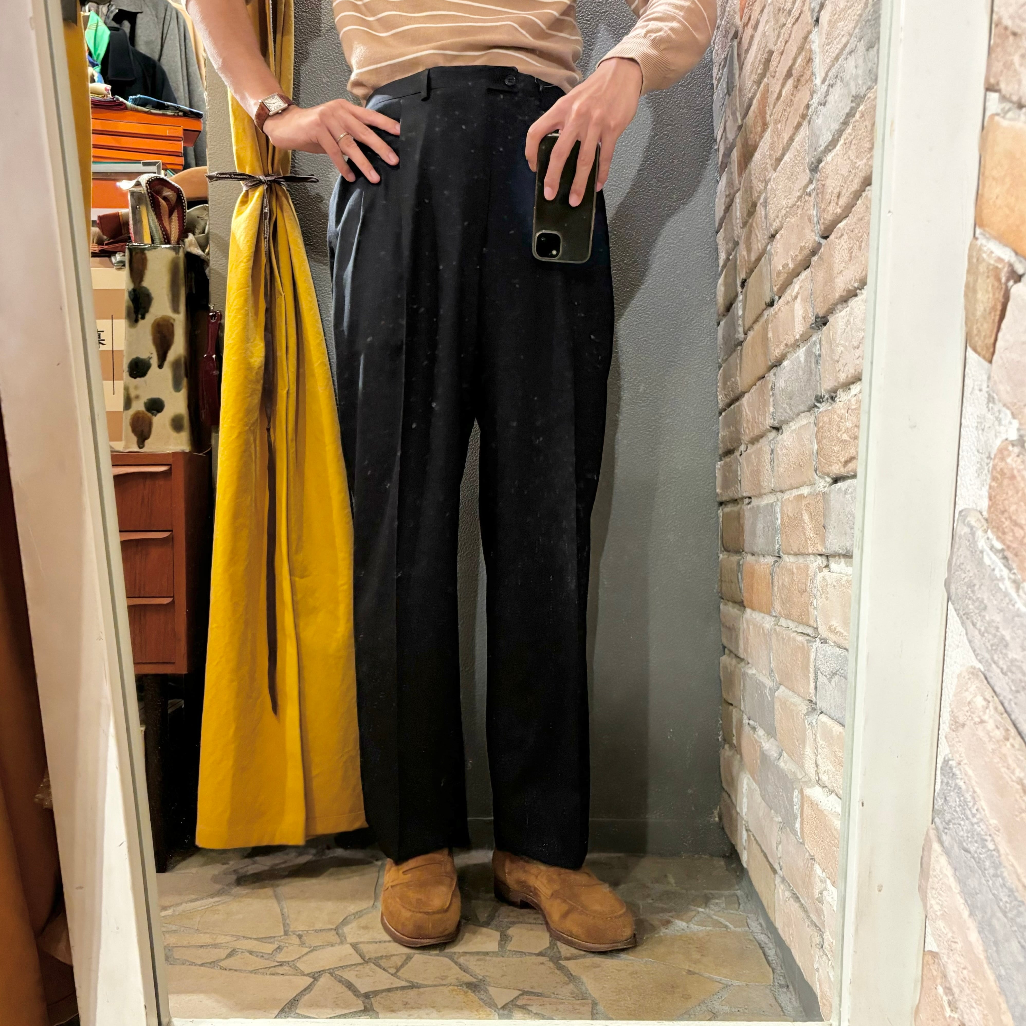 DANY Deadstock 2プリーツ サイズ50 ウールトラウザーズ ネイビー