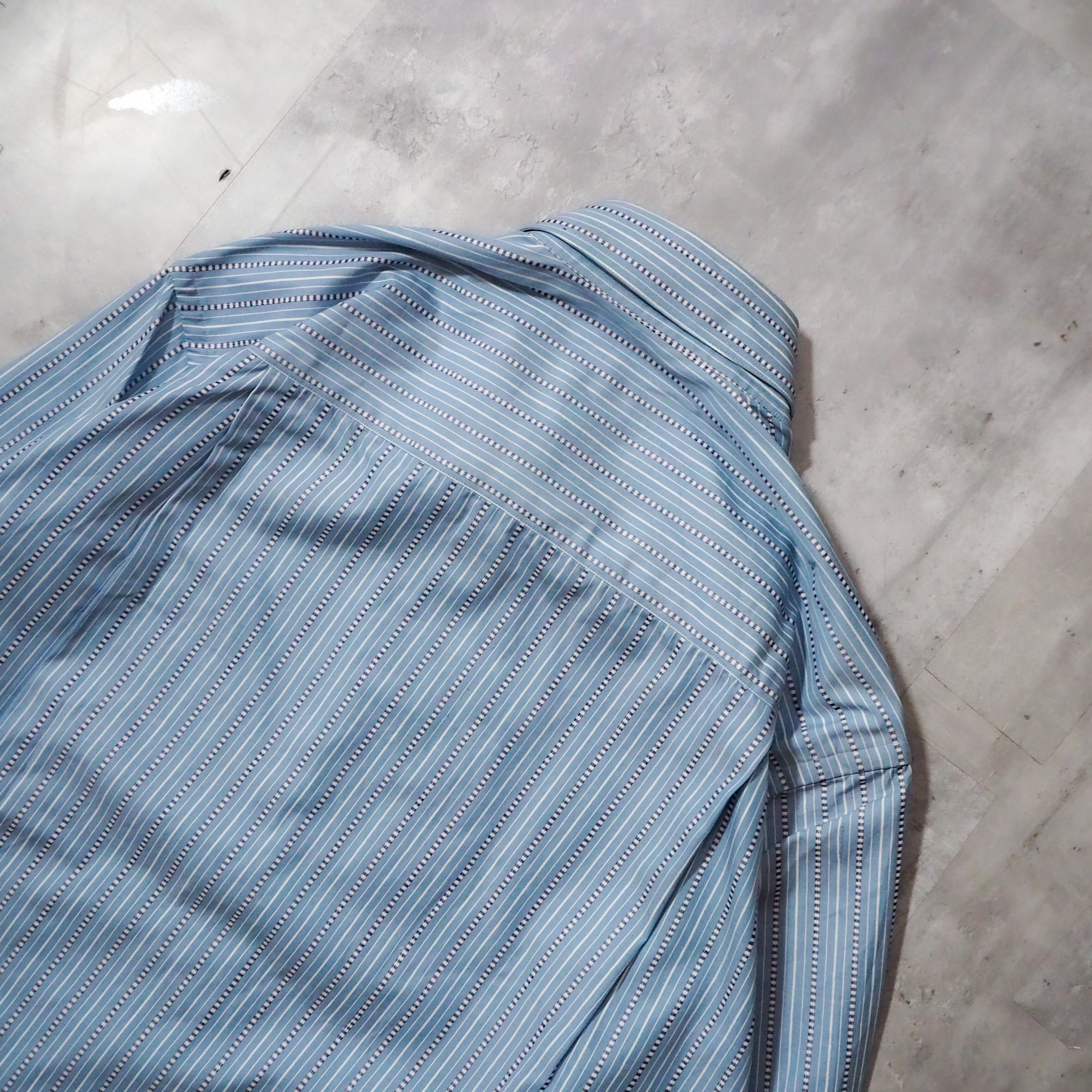 90s- “GIORGIO ARMANI” light blue stripe shirt made in Itary 90年代