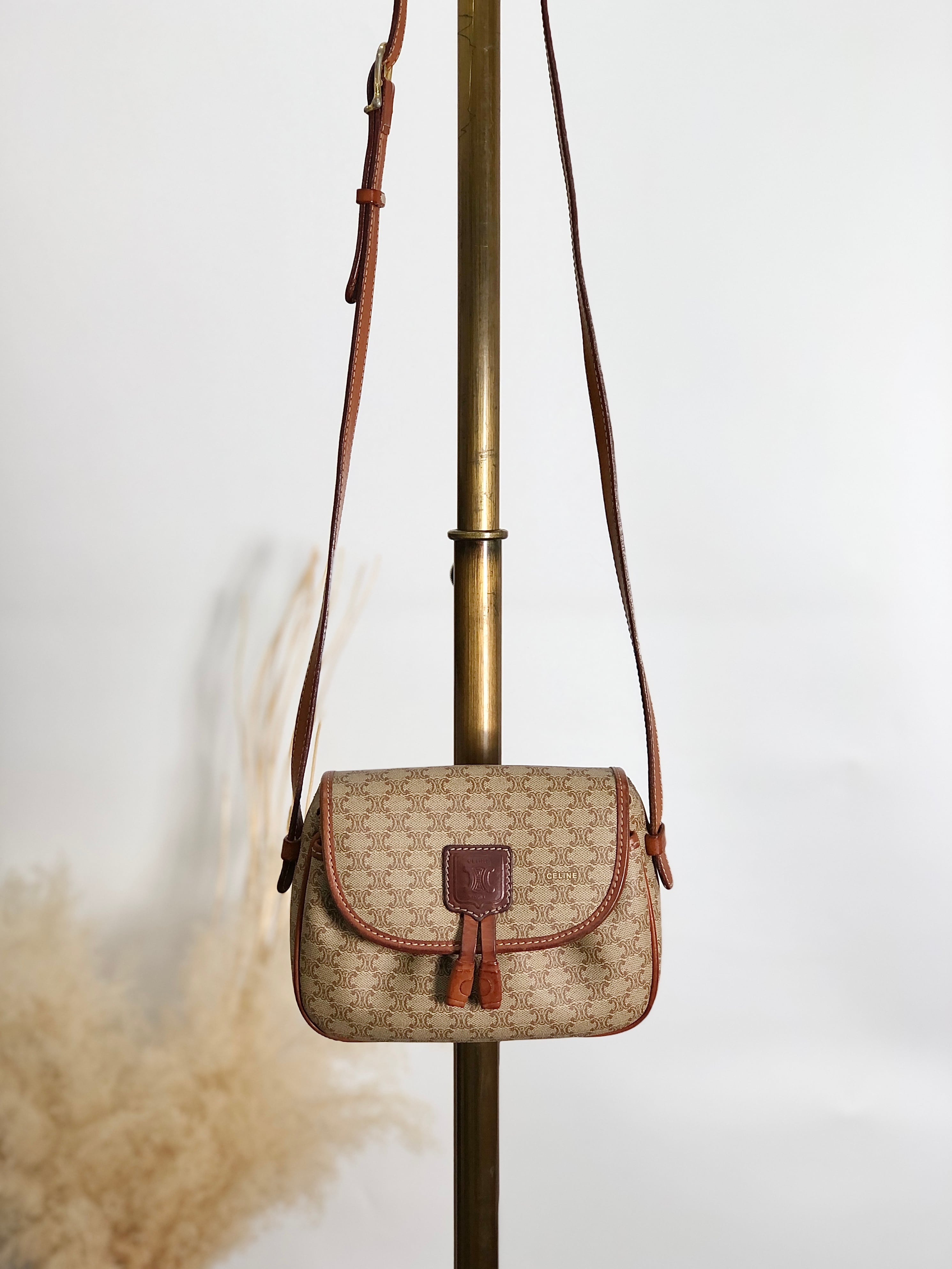 CELINE セリーヌ マカダム ショルダーバッグ ベージュ ブラゾン型押し