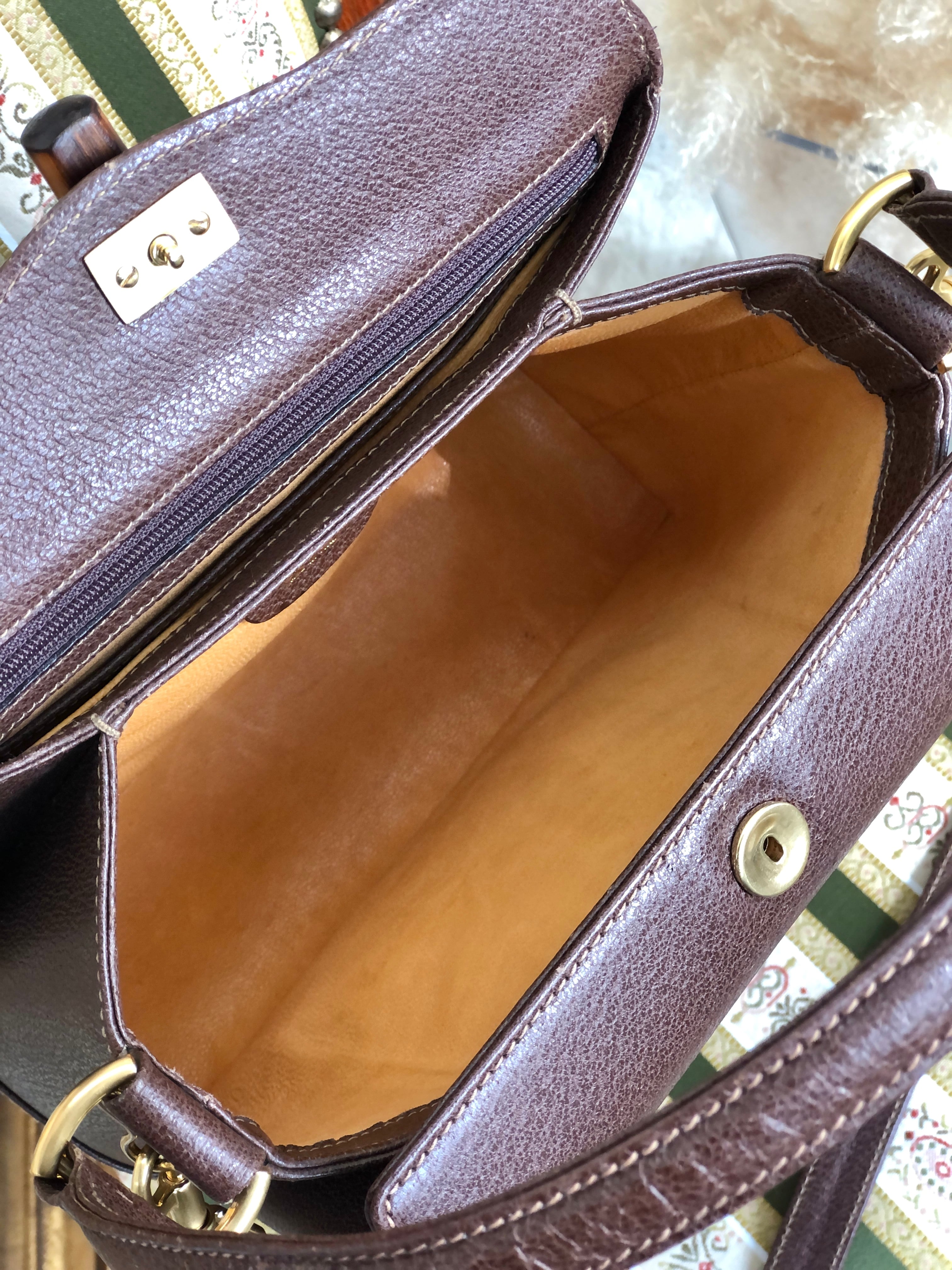GUCCI グッチ バンブー ターンロック レザー 2way ショルダーバッグ
