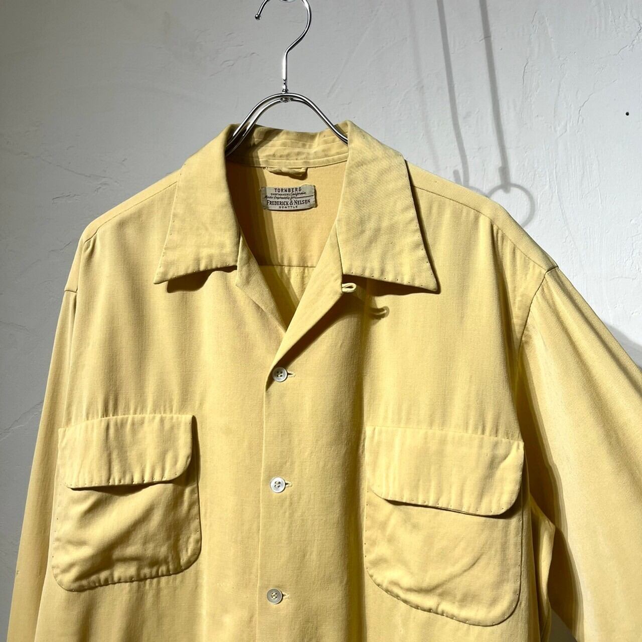 50s TORNBERG Wool Gabardine Open Collar Shirt USA製 | VOLAR