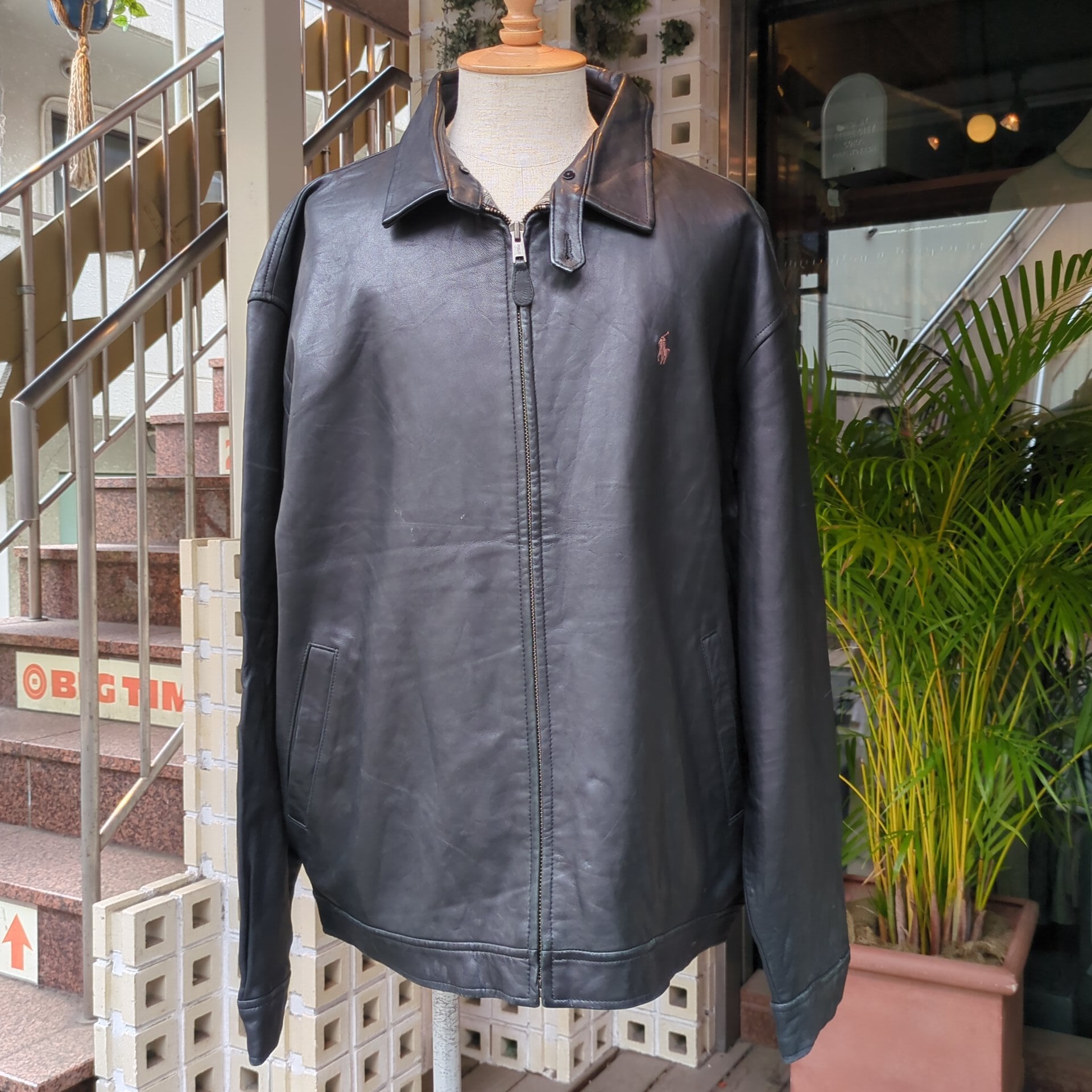 90's “Ralph Lauren” Leather drizzler jacket zip up 90年代 “ラルフ