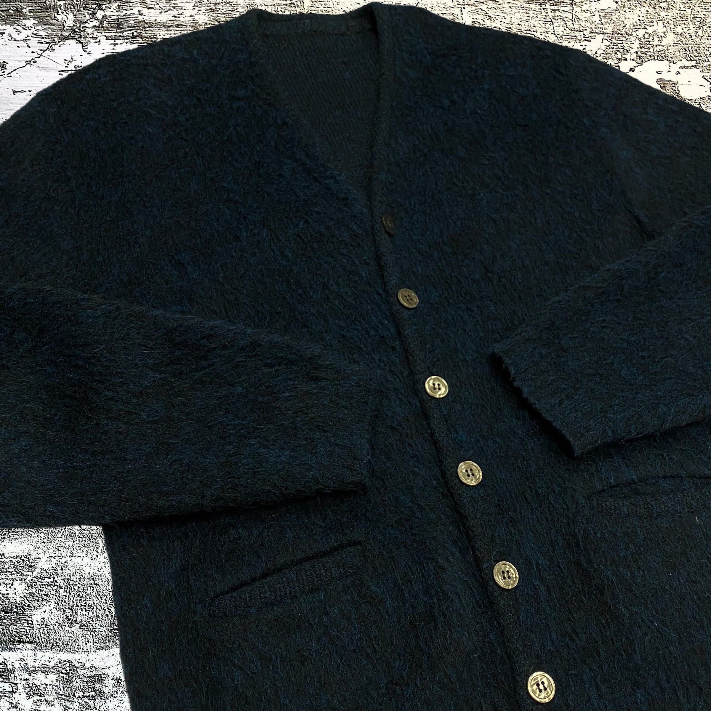 60s Mohair Cardigan black blue モヘアカーディガン 黒 青