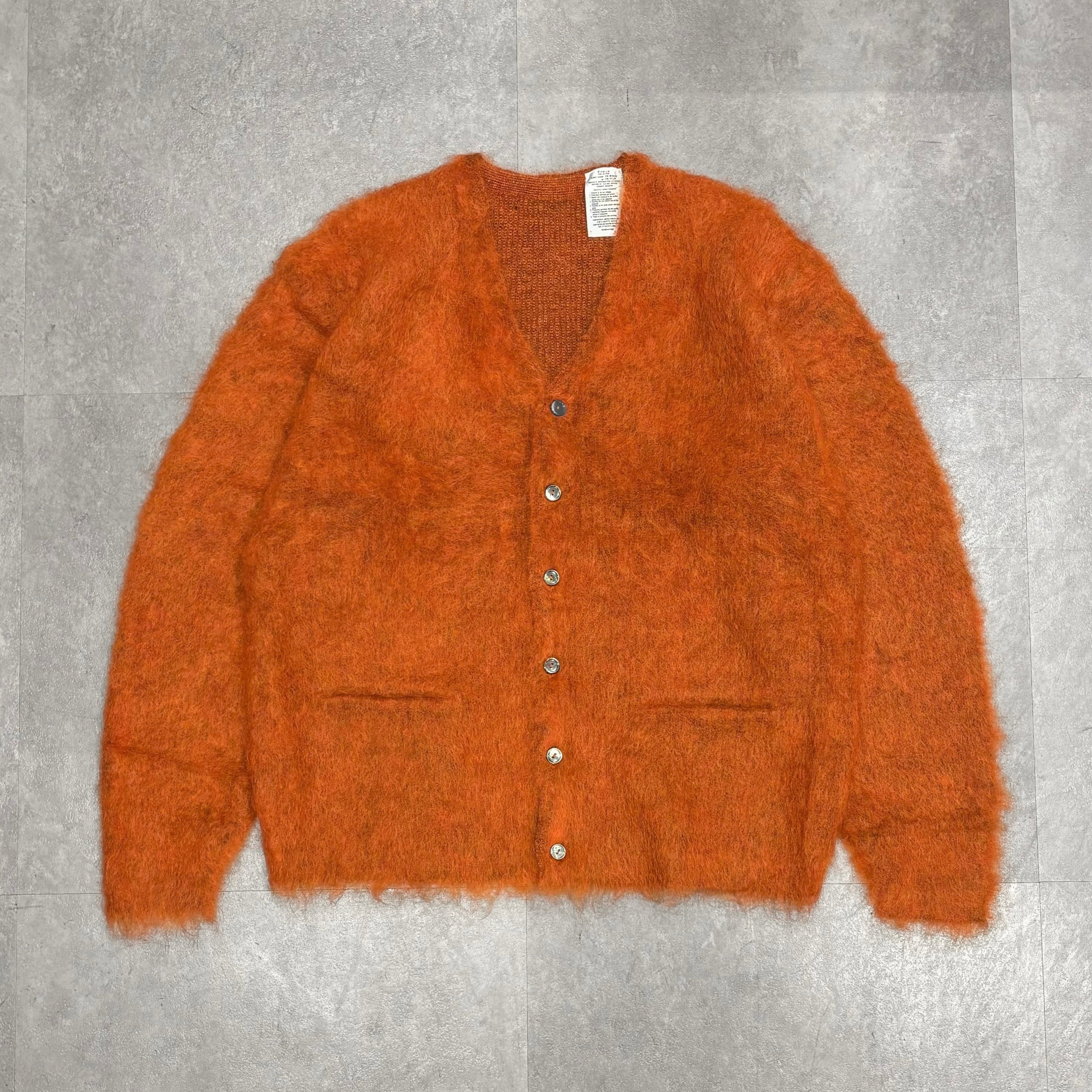 A.R.P.®︎ Premium Classic Mohair Cardigan W/Pocket Autumn Orange