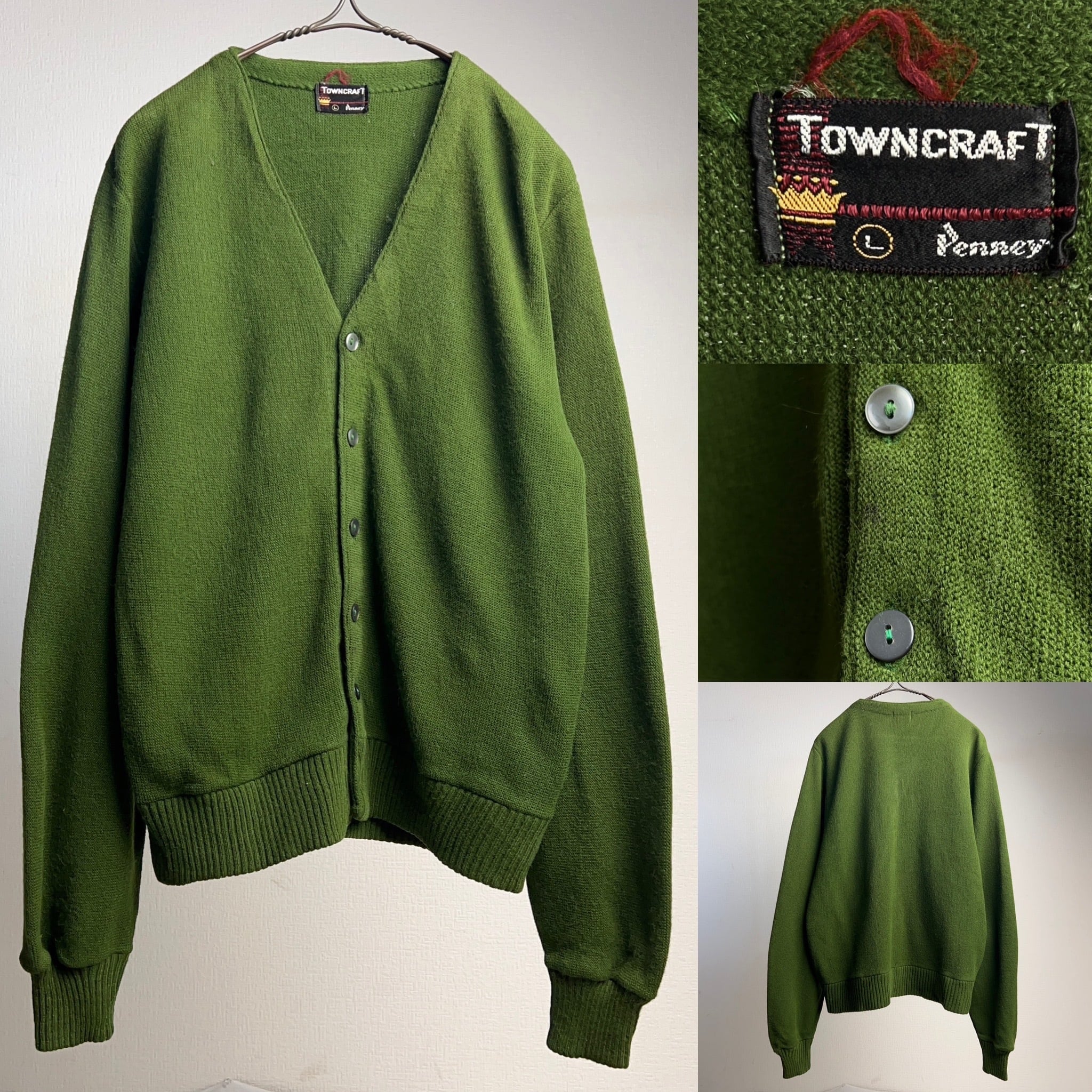 70's TOWNCRAFT Knit Cardigan SIZE L 60年代 70年代 タウンクラフト